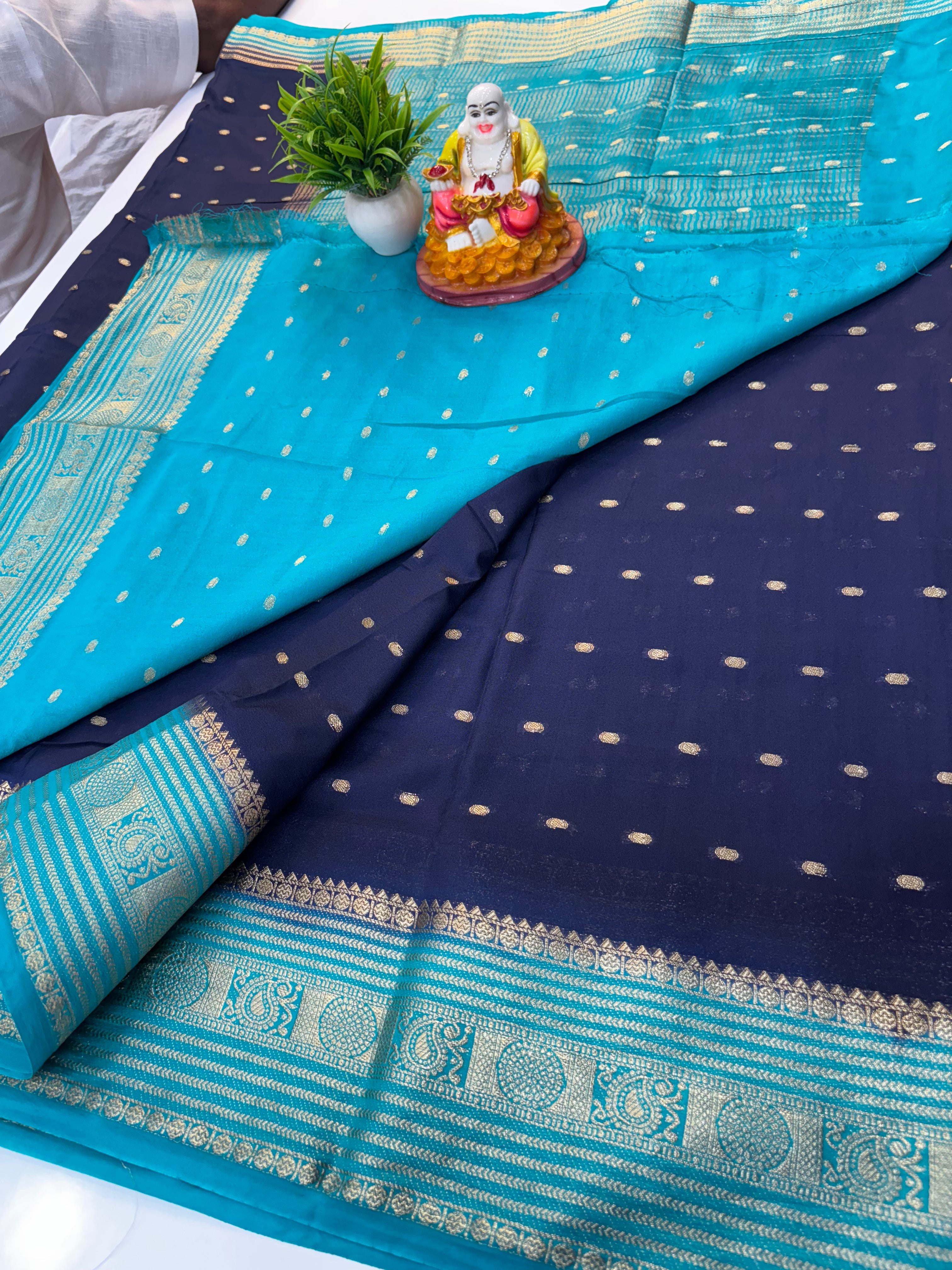 Mysore Crepe Silk Saree with Buttas & Rich Pallu