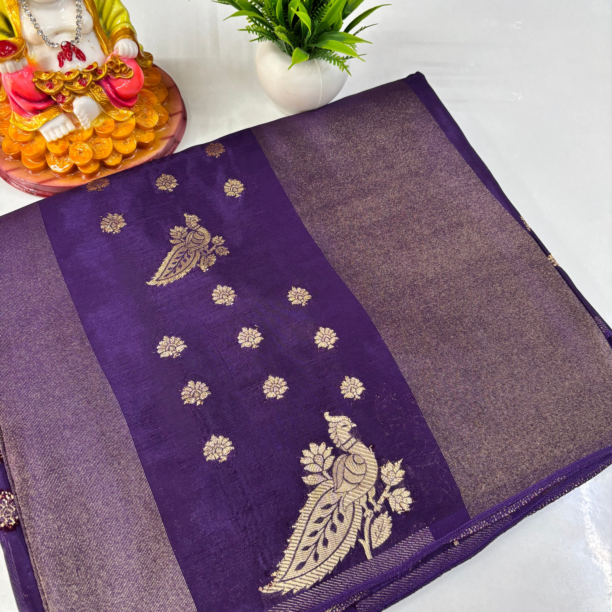 Pure Viscose Saree with Peacock Design