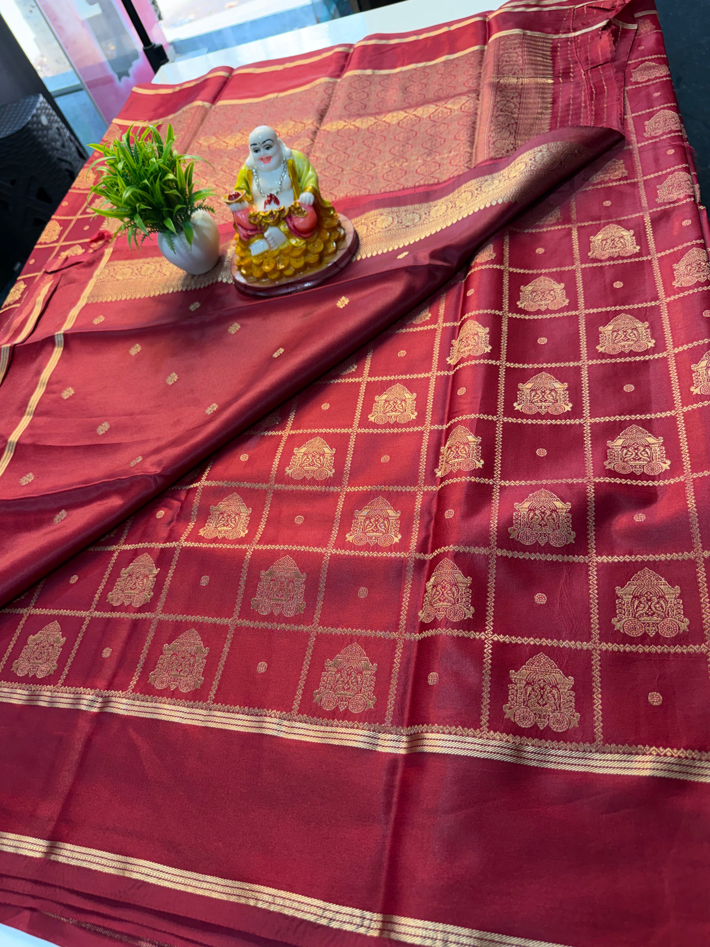 Premium Gajji Silk Saree with Checks & Buttas | Rich pallu …