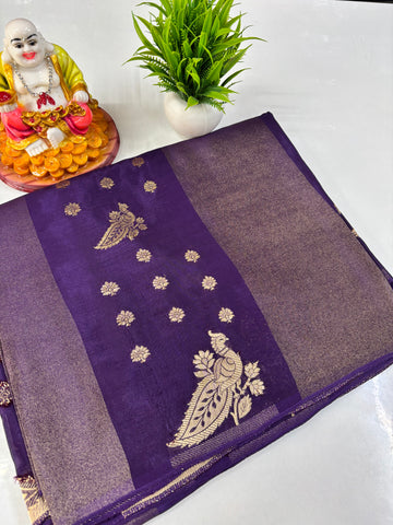 Pure Viscose Saree with Peacock Design