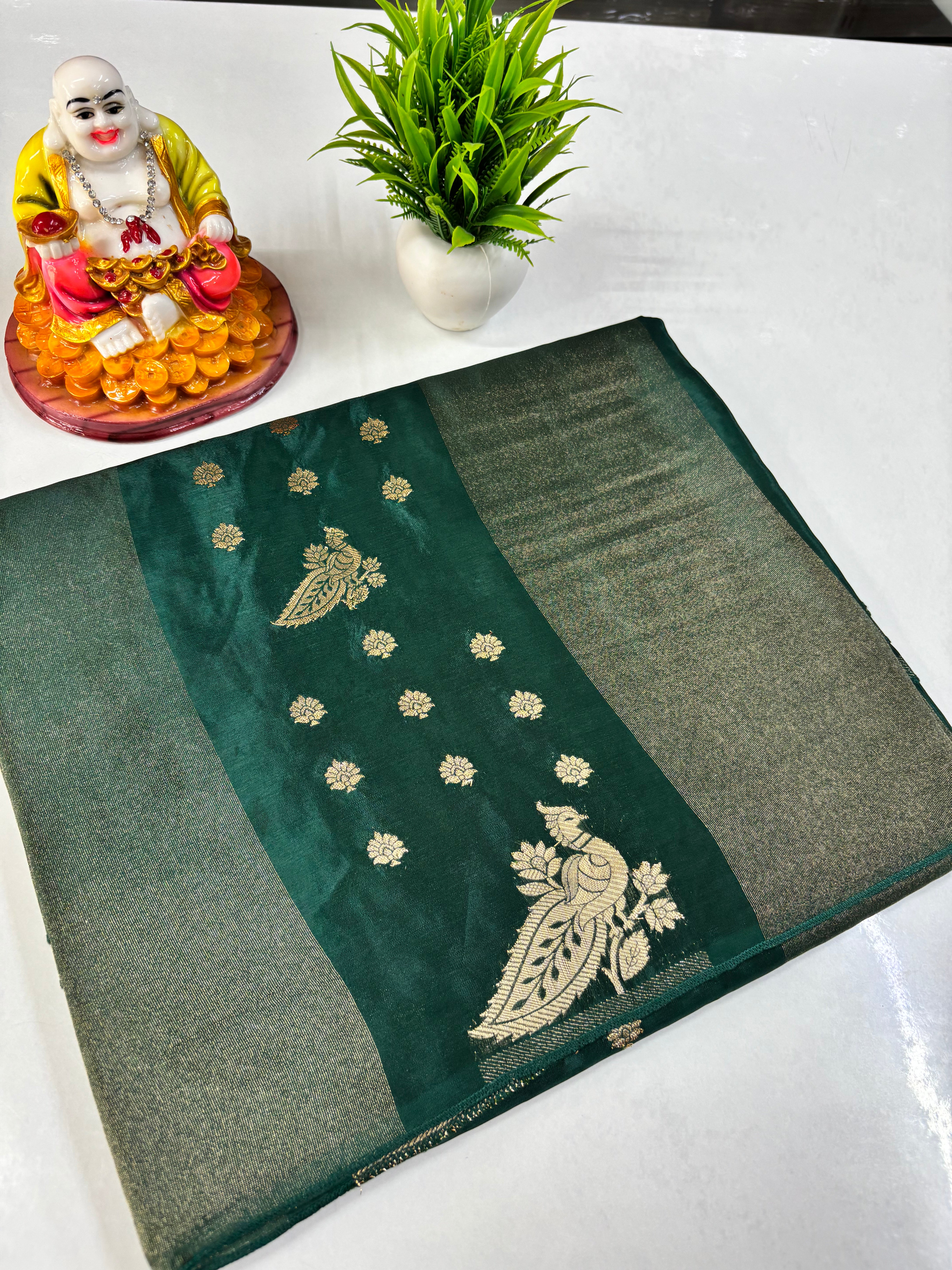 Pure Viscose Saree with Peacock Design