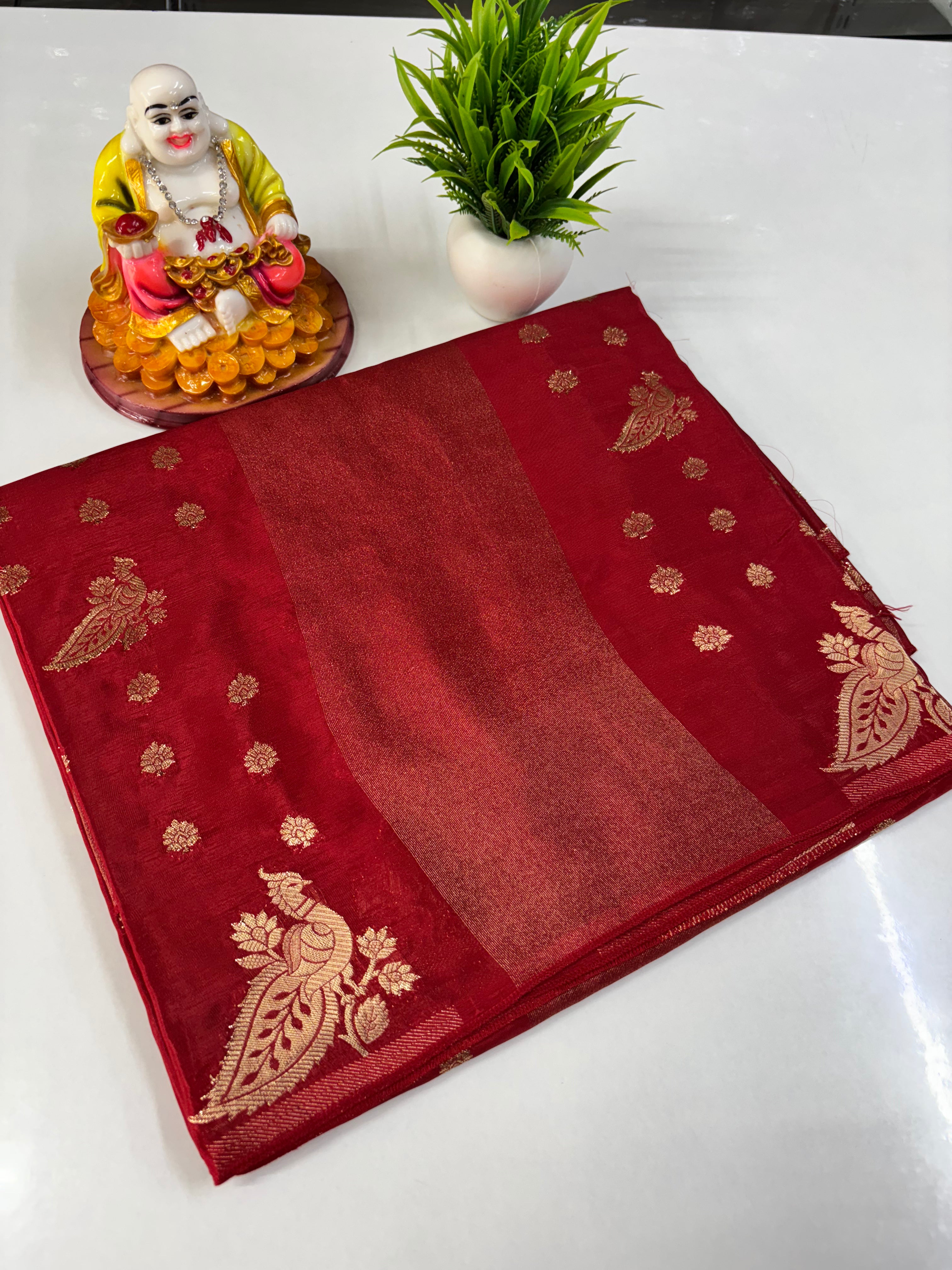 Pure Viscose Saree with Peacock Design