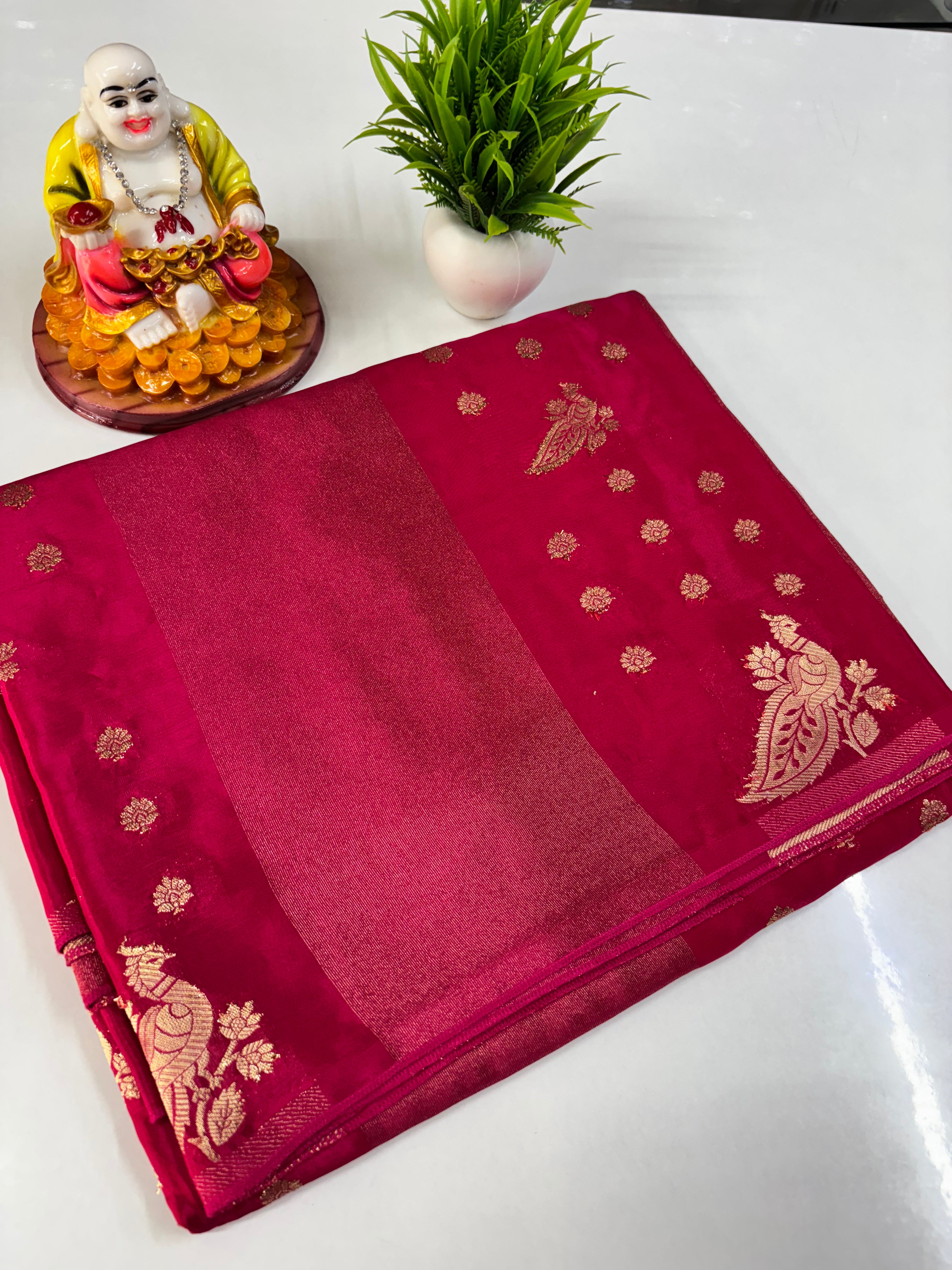 Pure Viscose Saree with Peacock Design