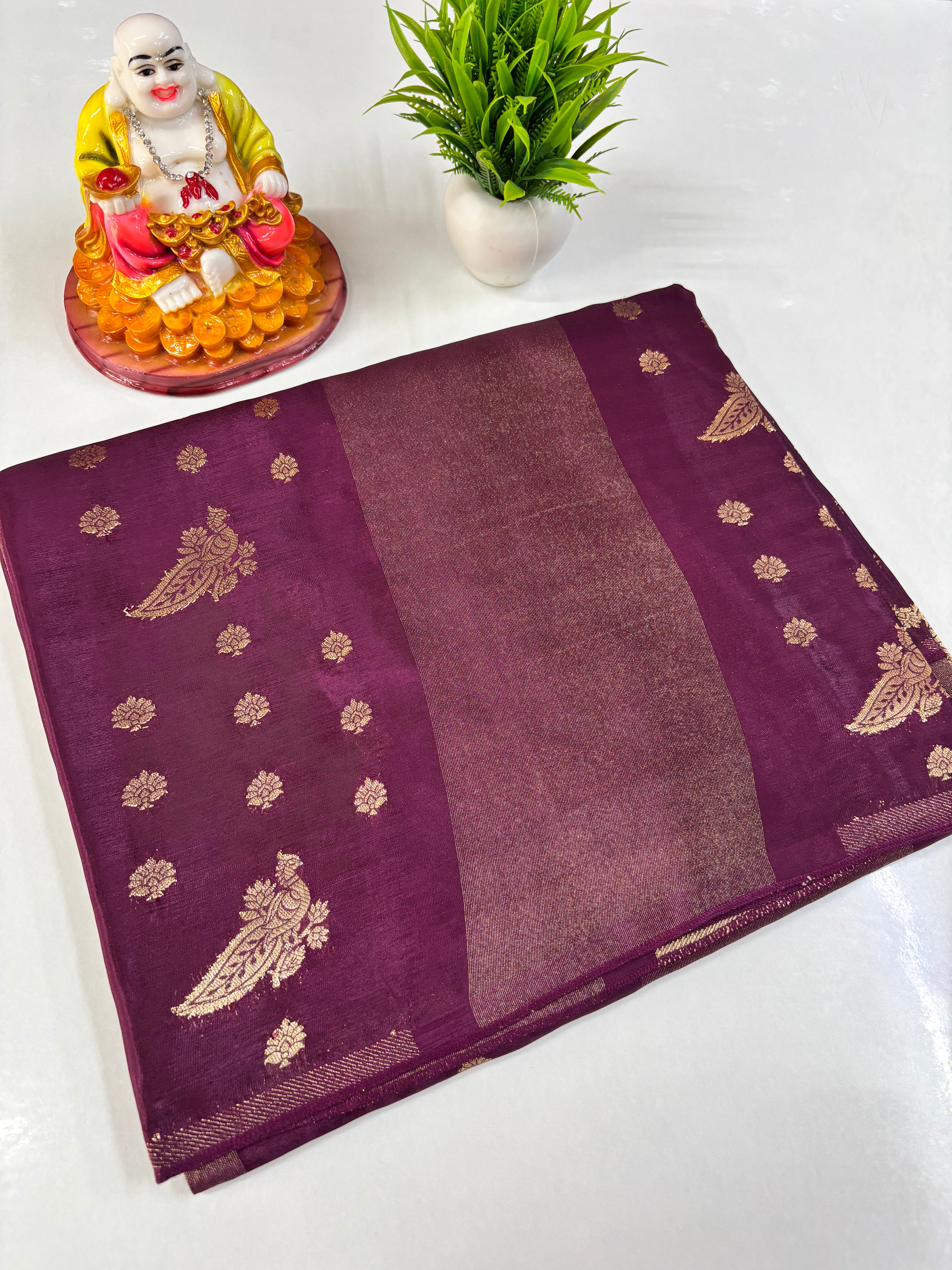 Pure Viscose Saree with Peacock Design
