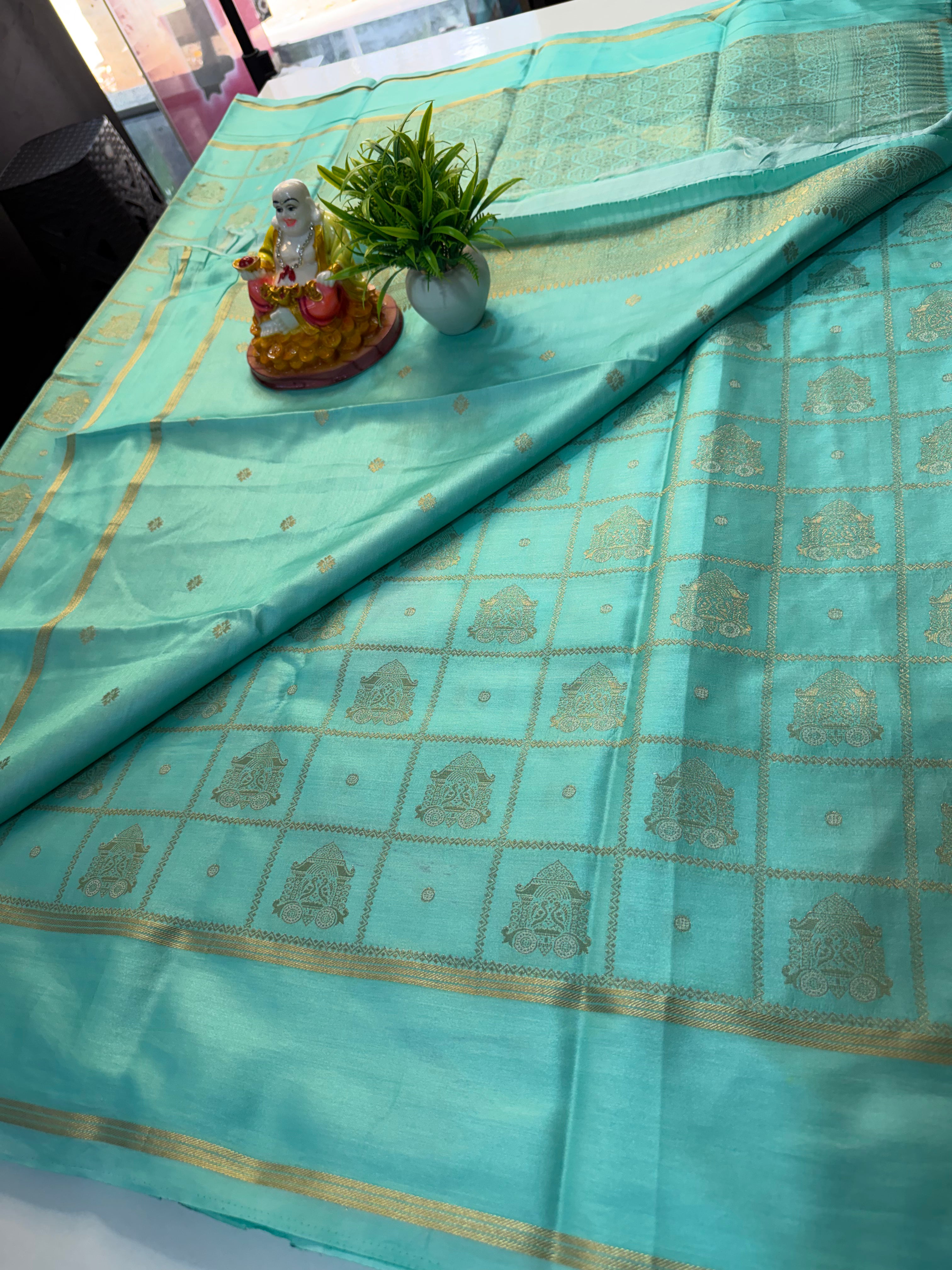 Premium Gajji Silk Saree with Checks & Buttas | Rich pallu …