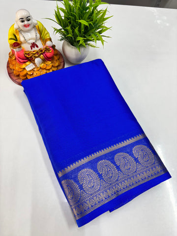 Semi Crepe Saree with Big Mango Border