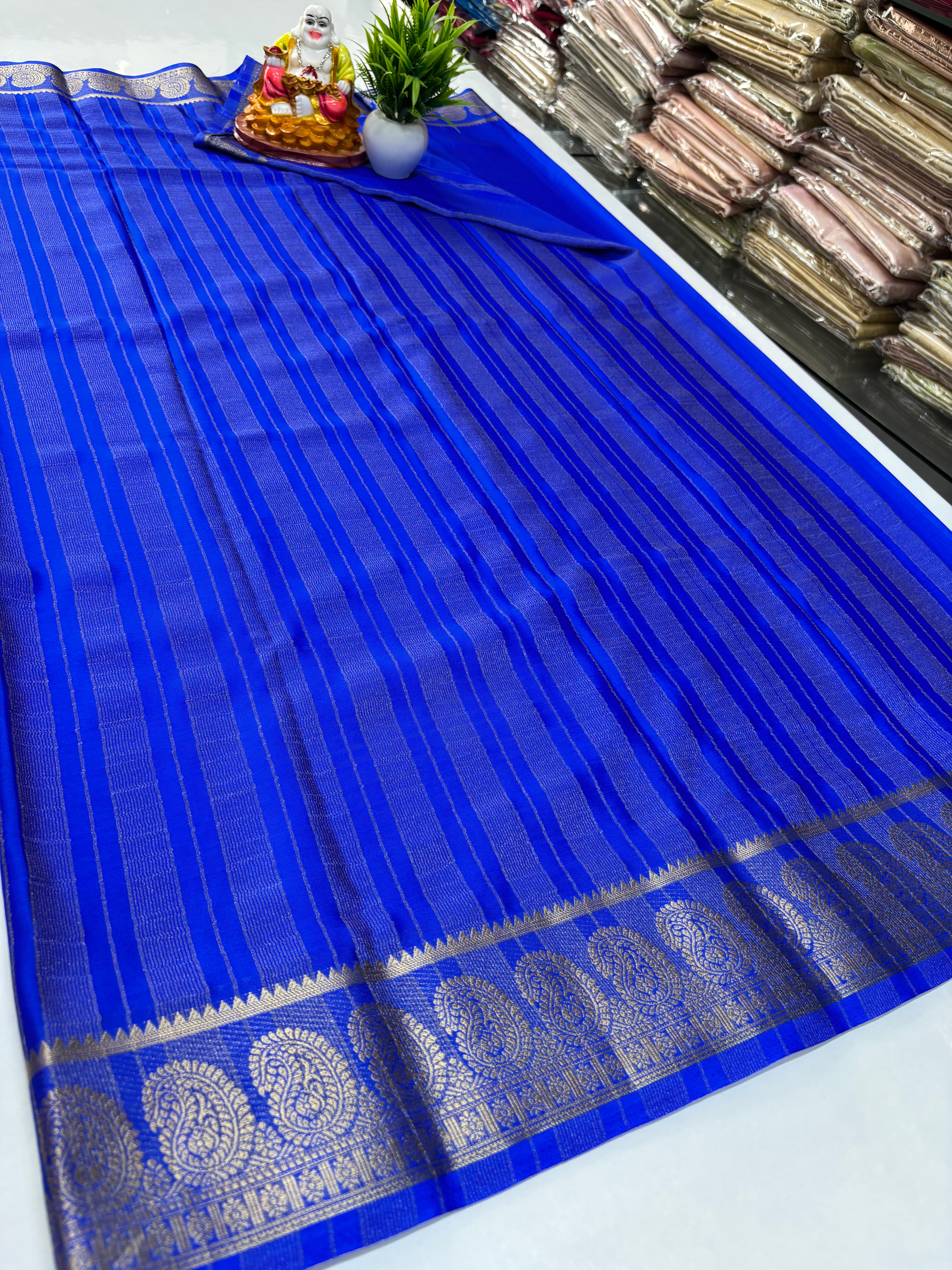 Semi Crepe Saree with Big Mango Border