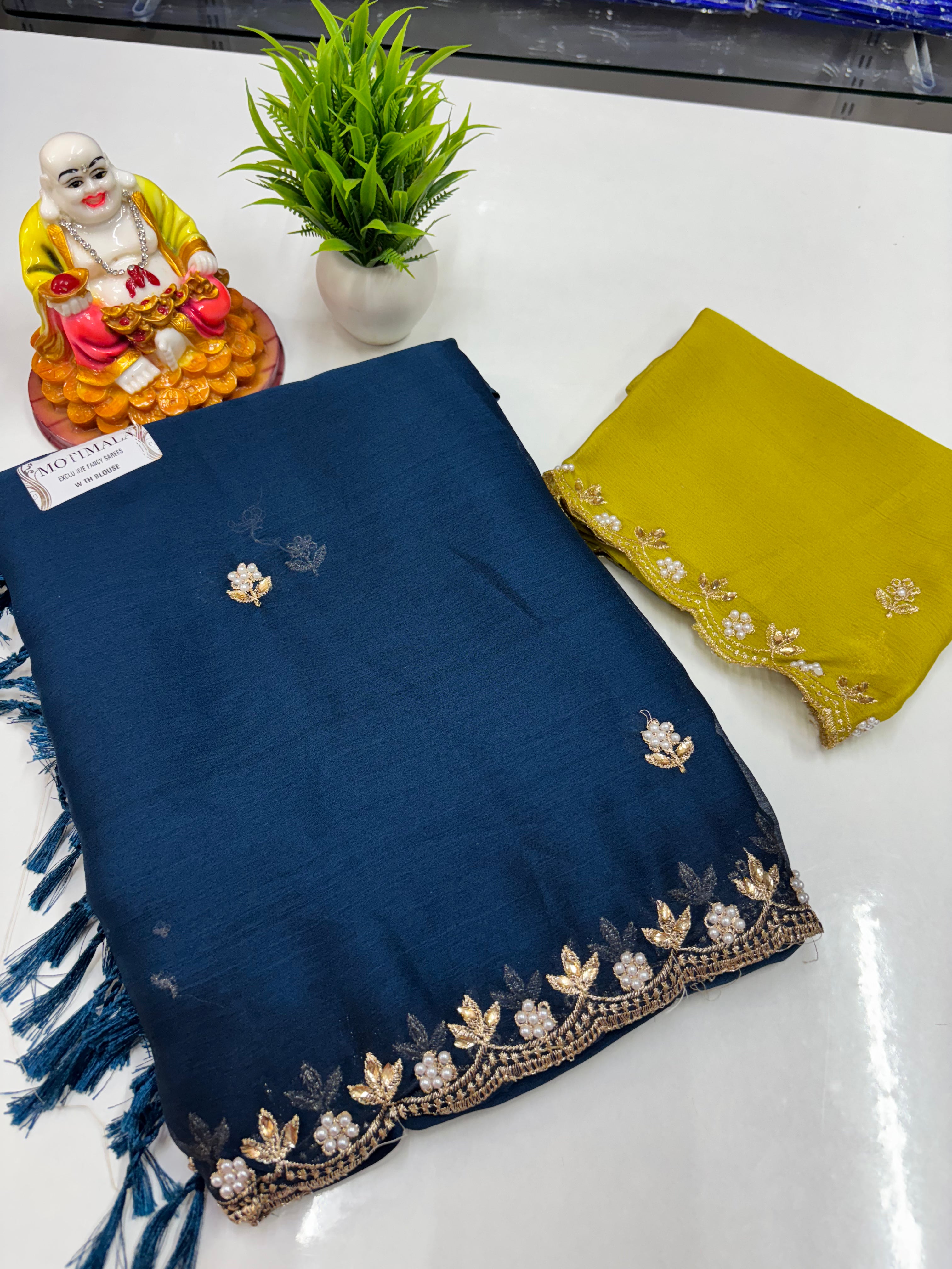 Fancy Saree with Contrast Blouse