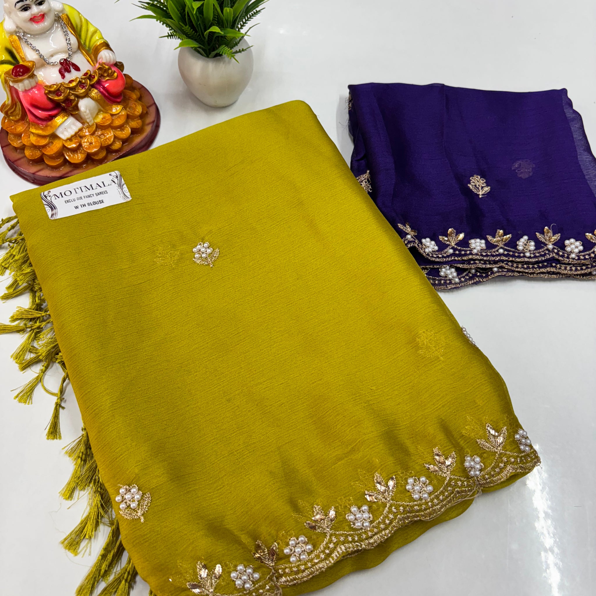 Fancy Saree with Contrast Blouse