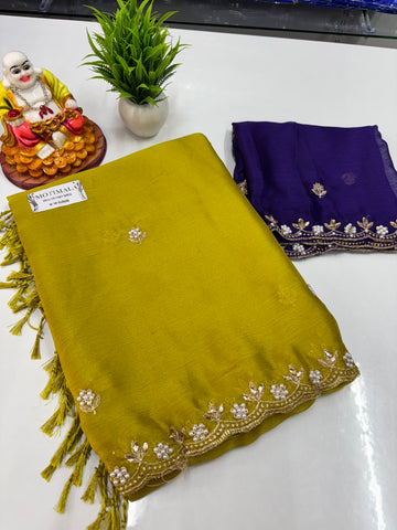 Fancy Saree with Contrast Blouse