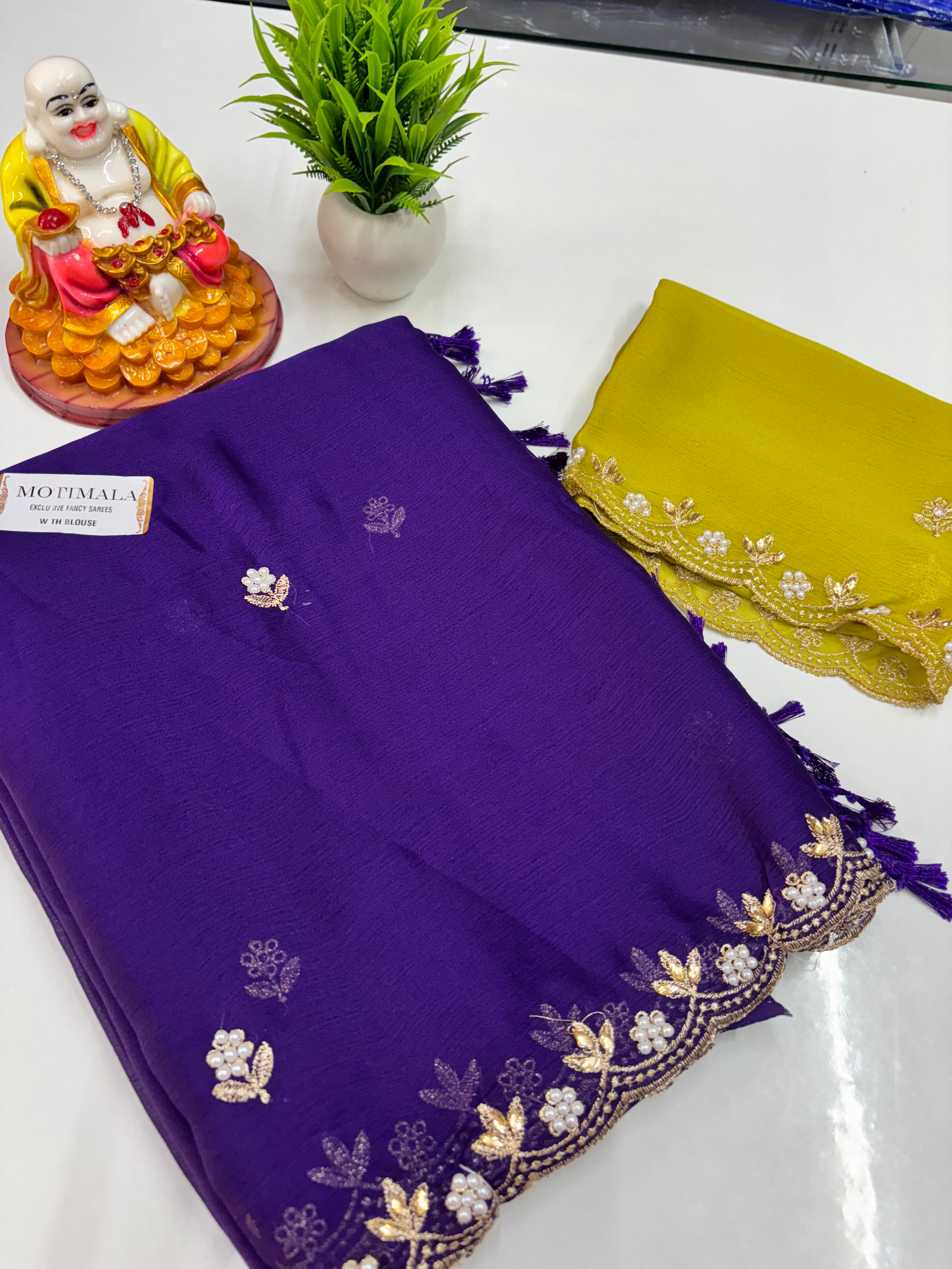 Fancy Saree with Contrast Blouse