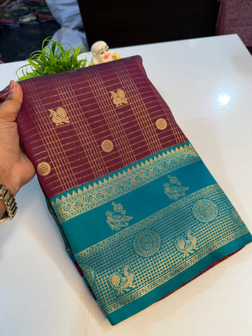 Premium Semi Silk Saree with Peacock Design & Rich Pallu…