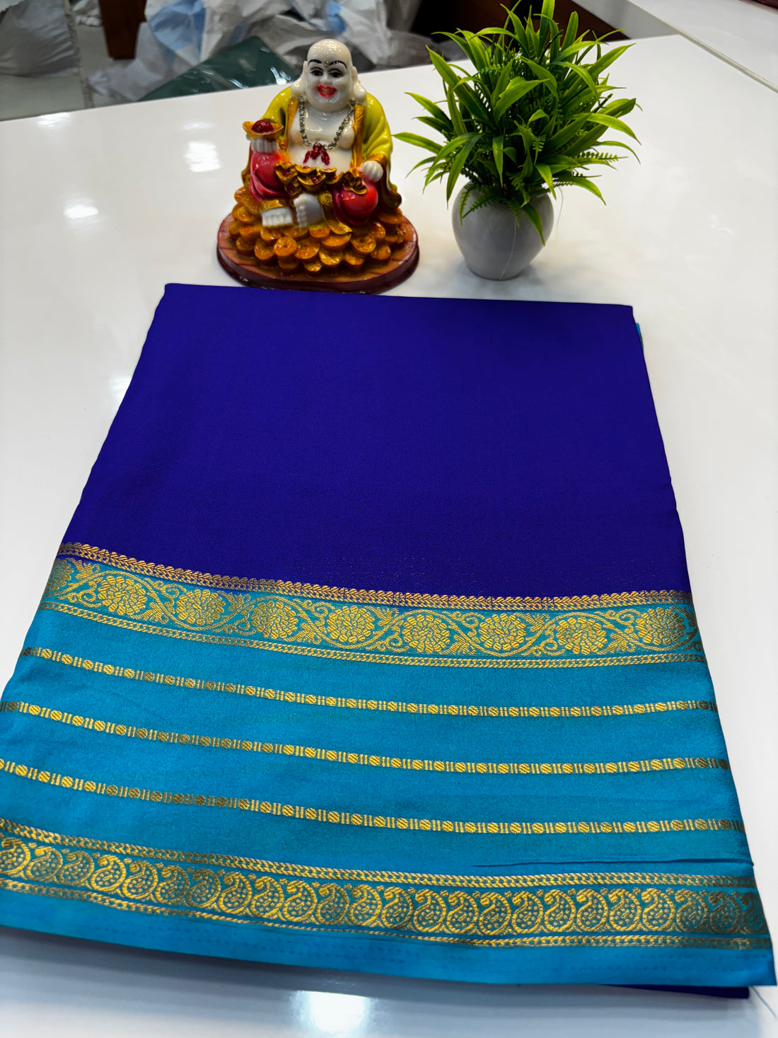 Mysore Crepe Silk Saree with Contrast Border