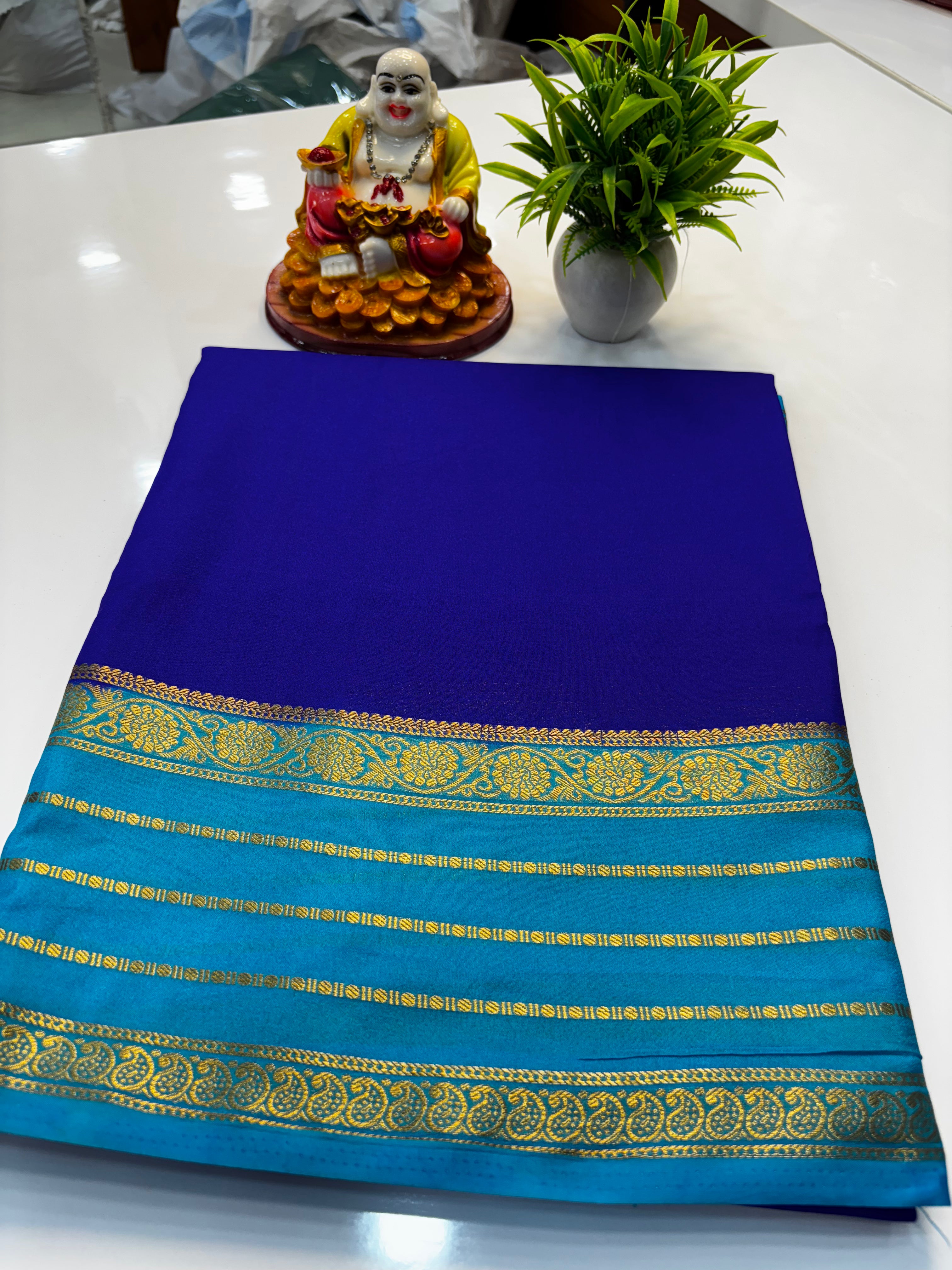 Mysore Crepe Silk Saree with Contrast Border