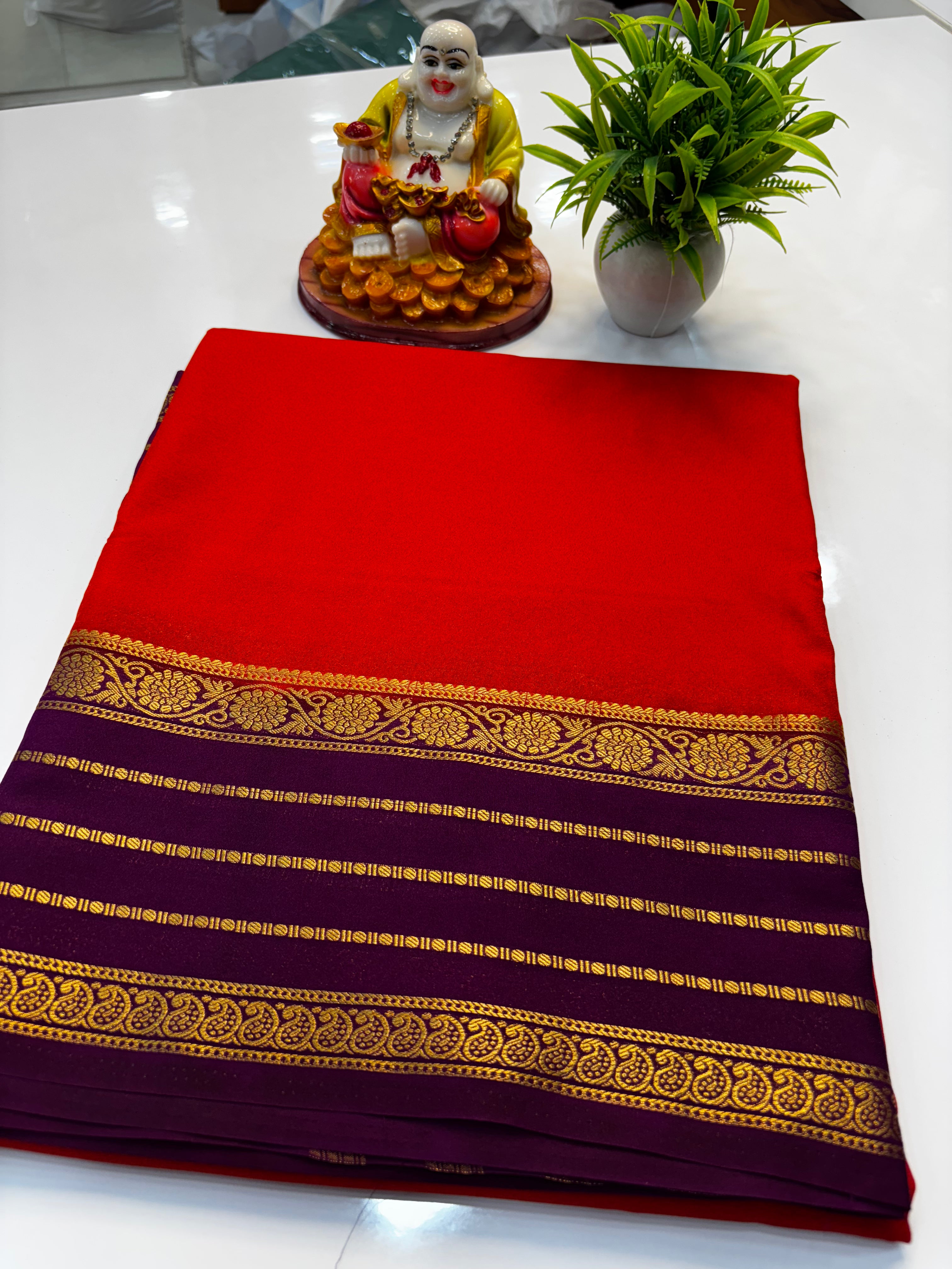 Mysore Crepe Silk Saree with Contrast Border