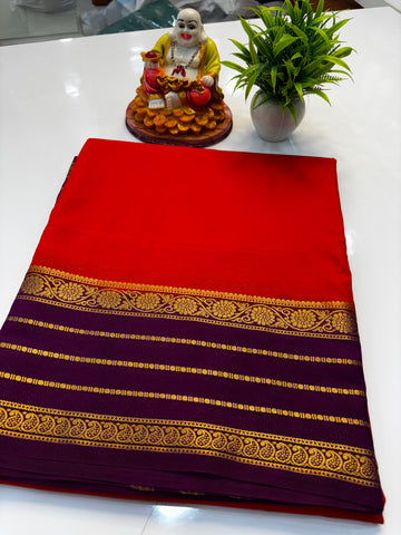 Mysore Crepe Silk Saree with Contrast Border