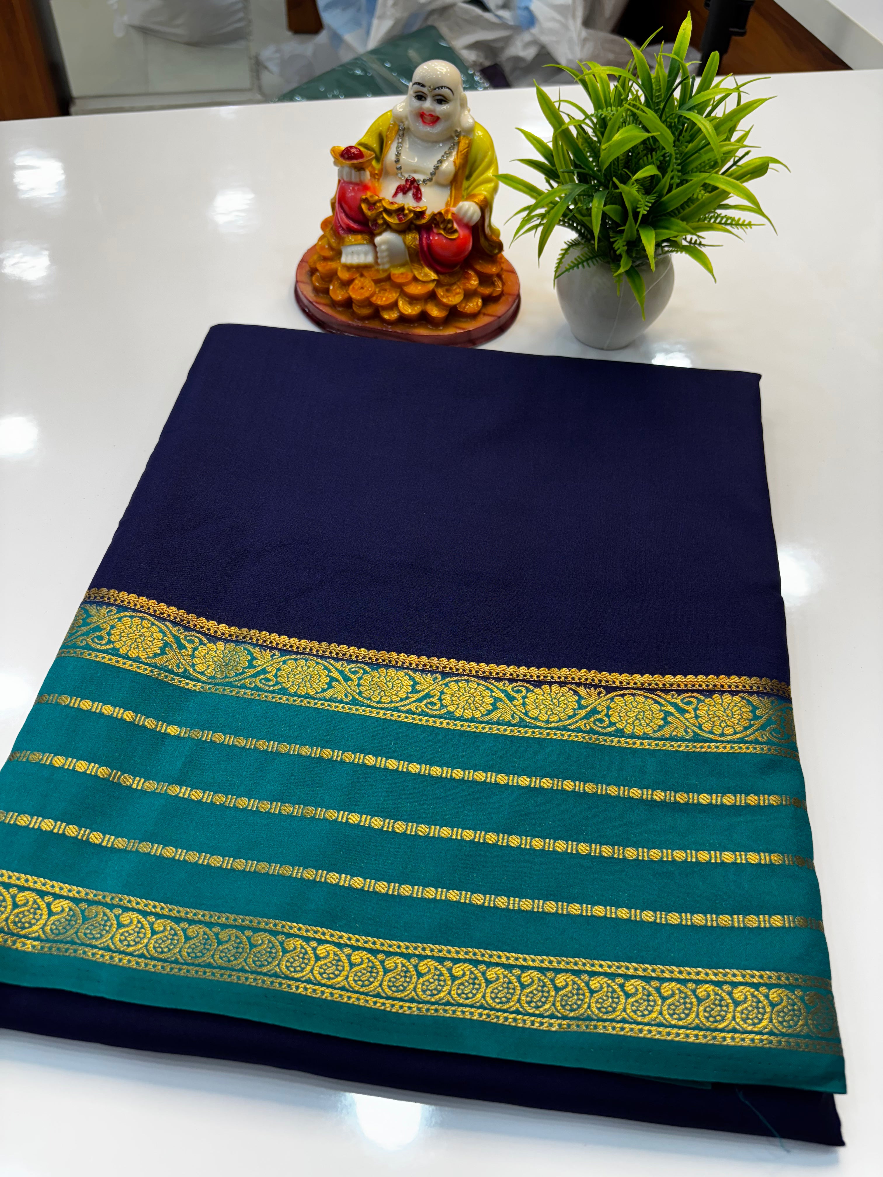Mysore Crepe Silk Saree with Contrast Border