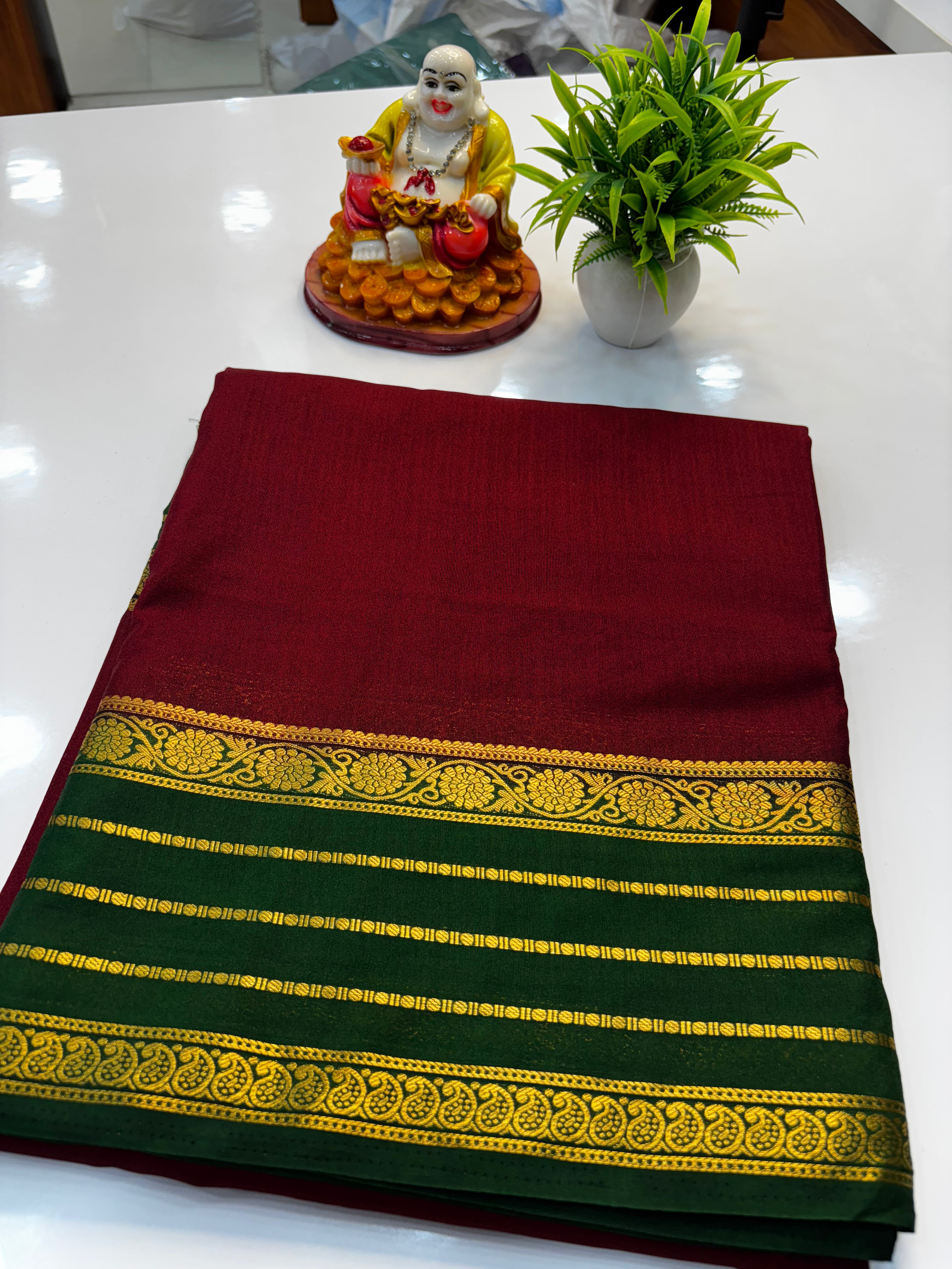 Mysore Crepe Silk Saree with Contrast Border