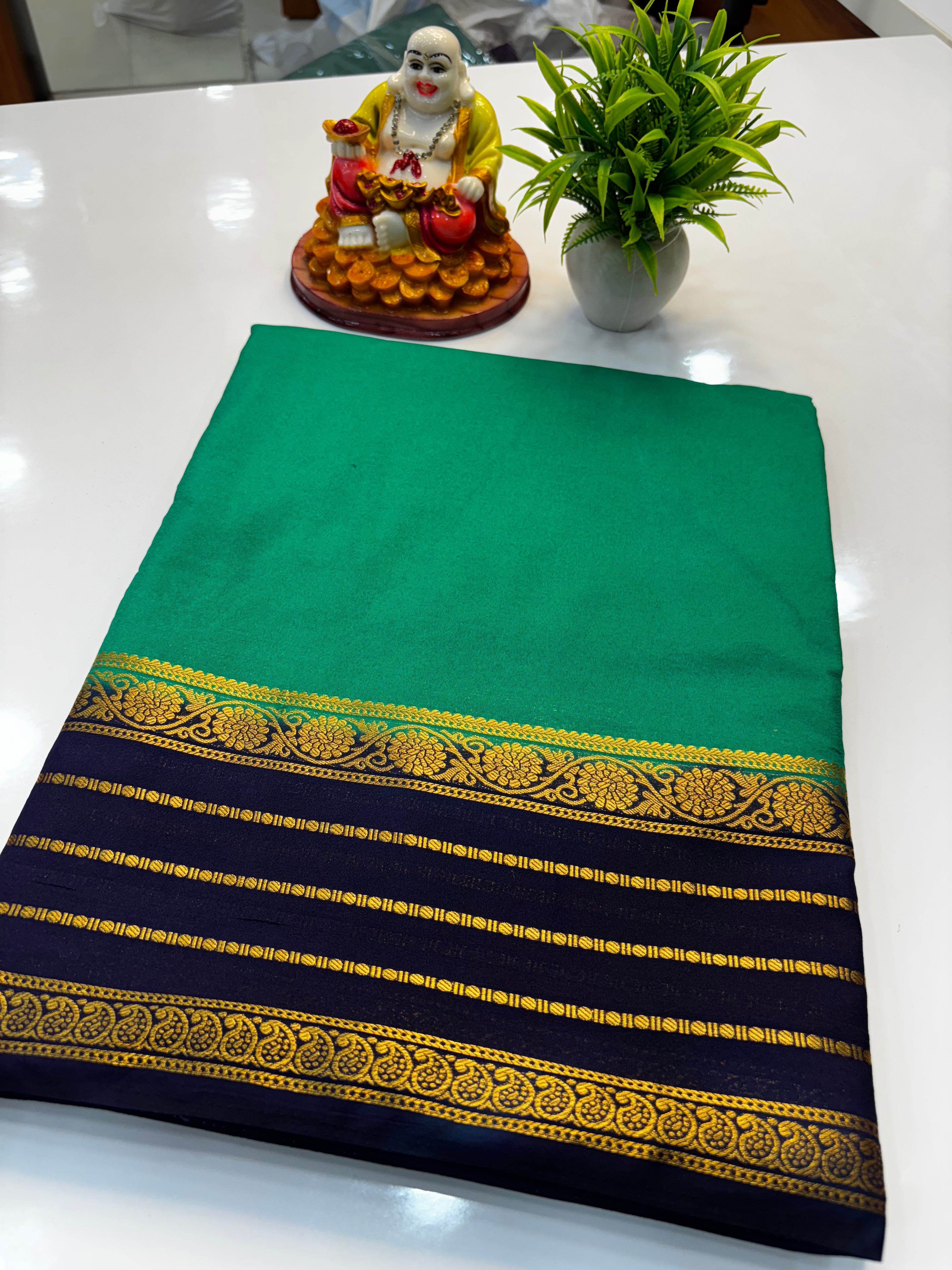 Mysore Crepe Silk Saree with Contrast Border