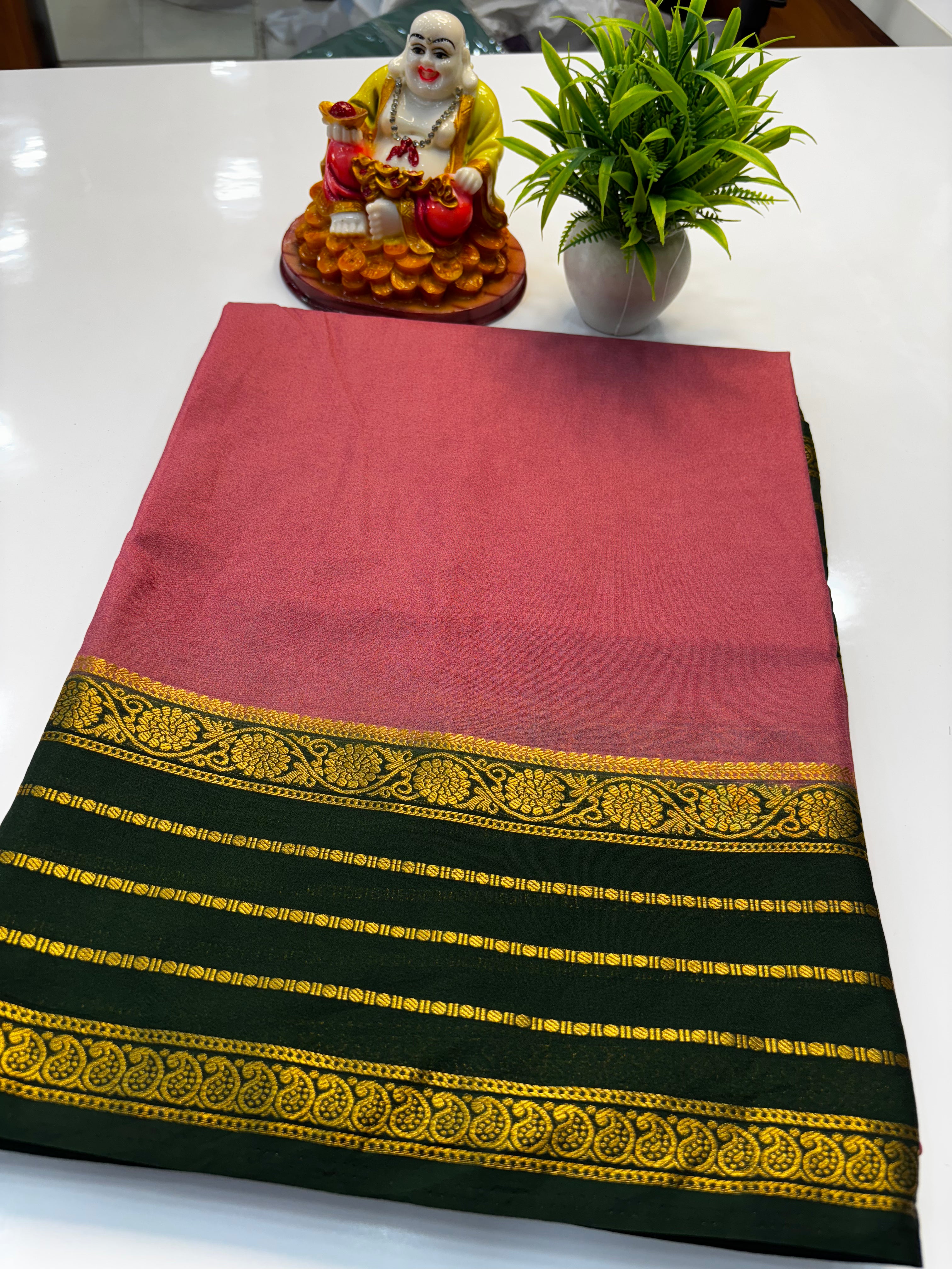Mysore Crepe Silk Saree with Contrast Border