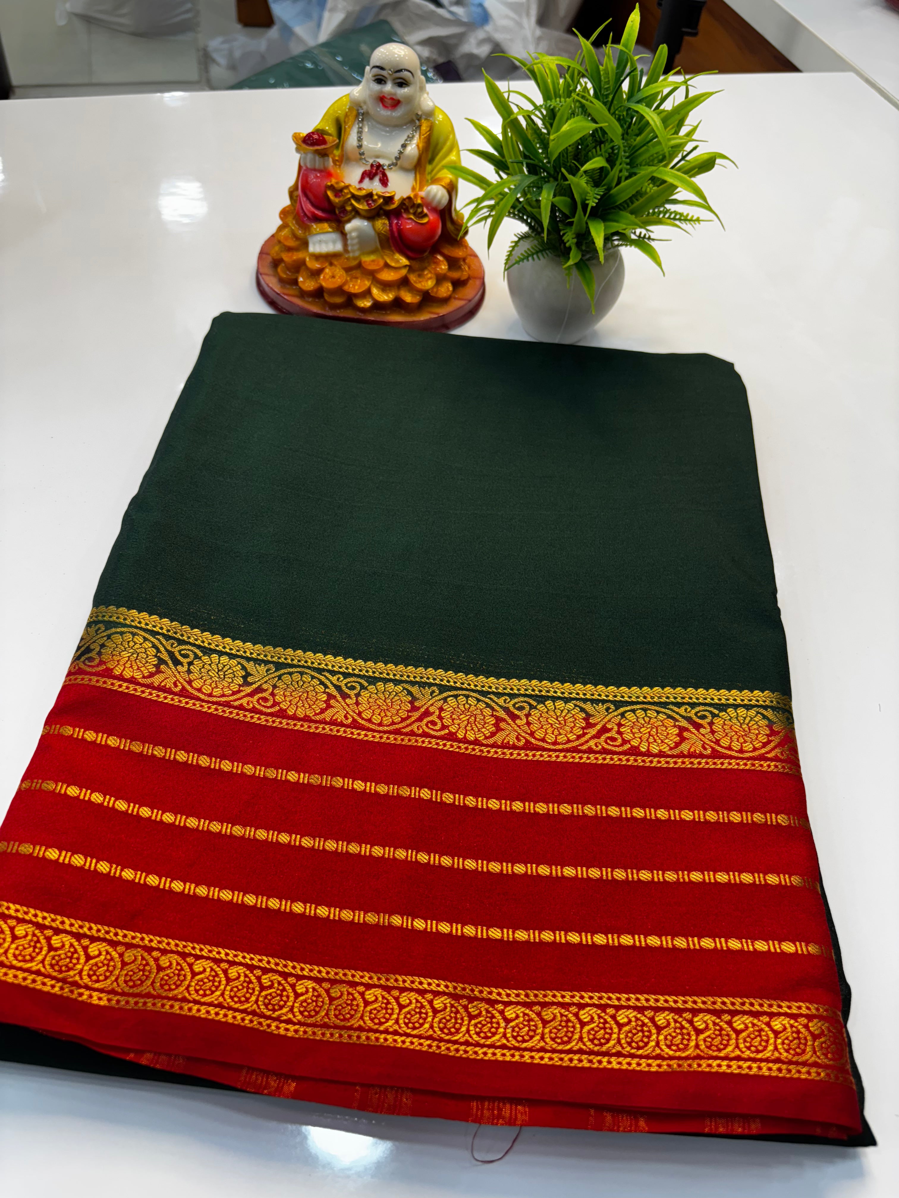 Mysore Crepe Silk Saree with Contrast Border