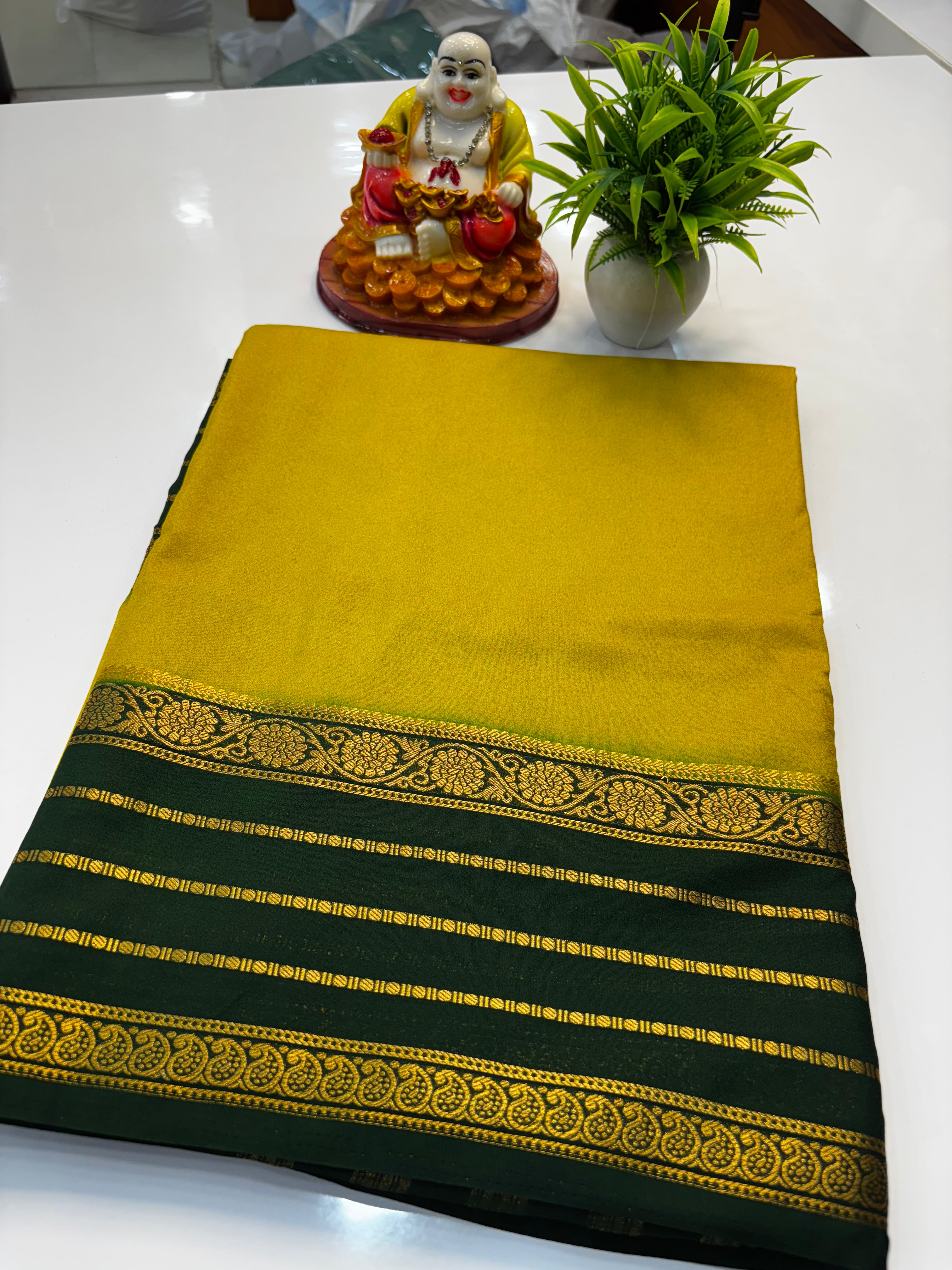 Mysore Crepe Silk Saree with Contrast Border
