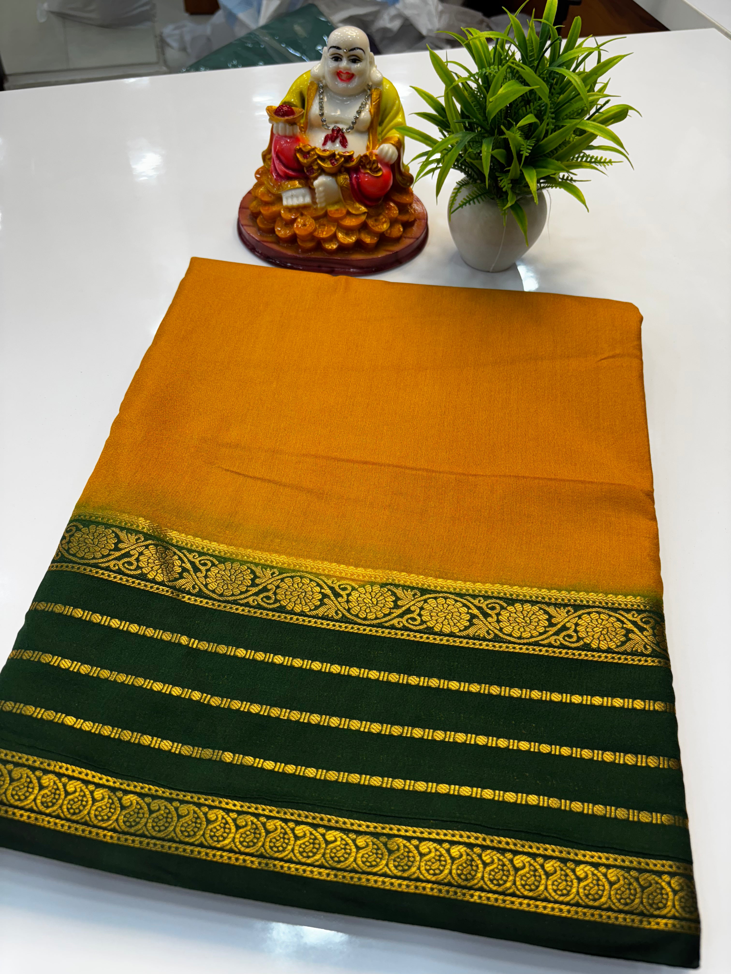 Mysore Crepe Silk Saree with Contrast Border