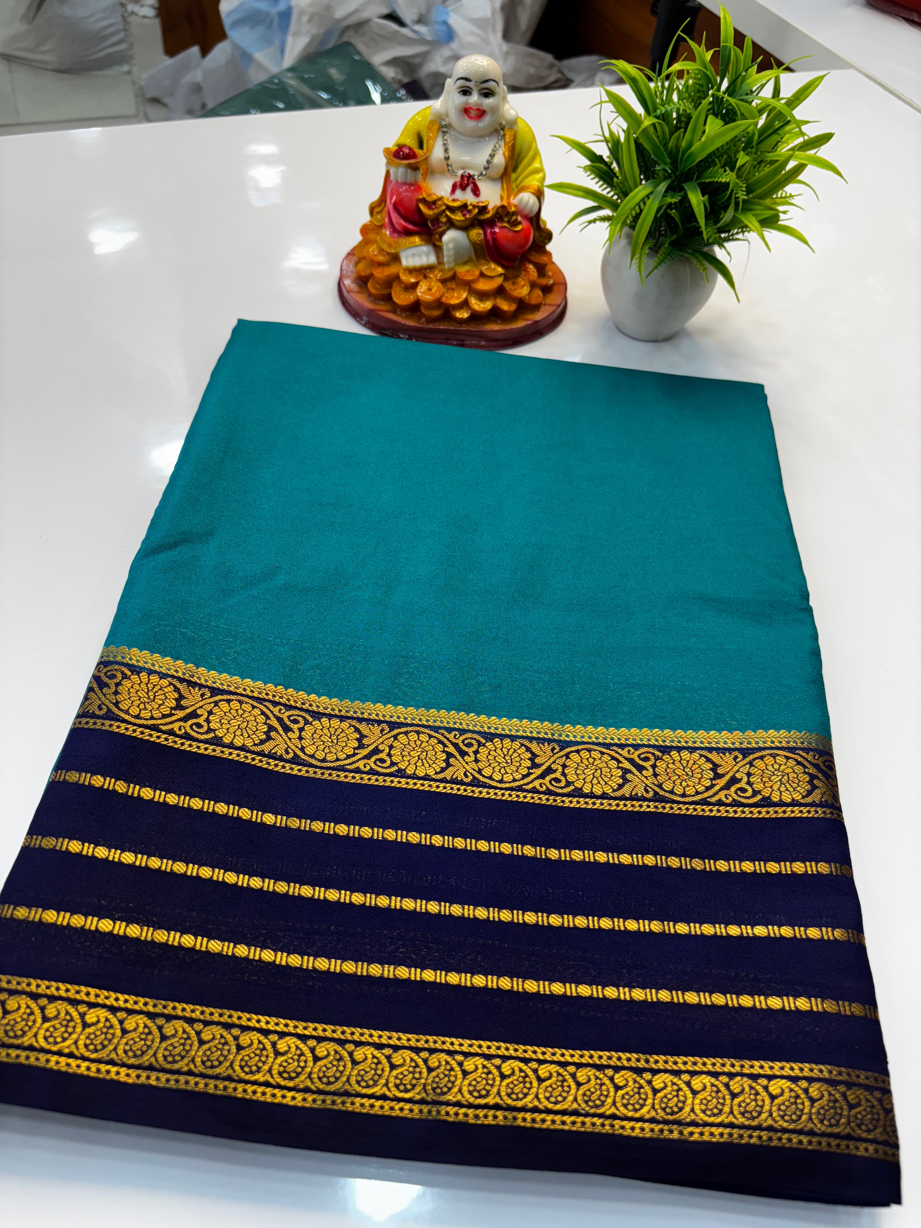 Mysore Crepe Silk Saree with Contrast Border