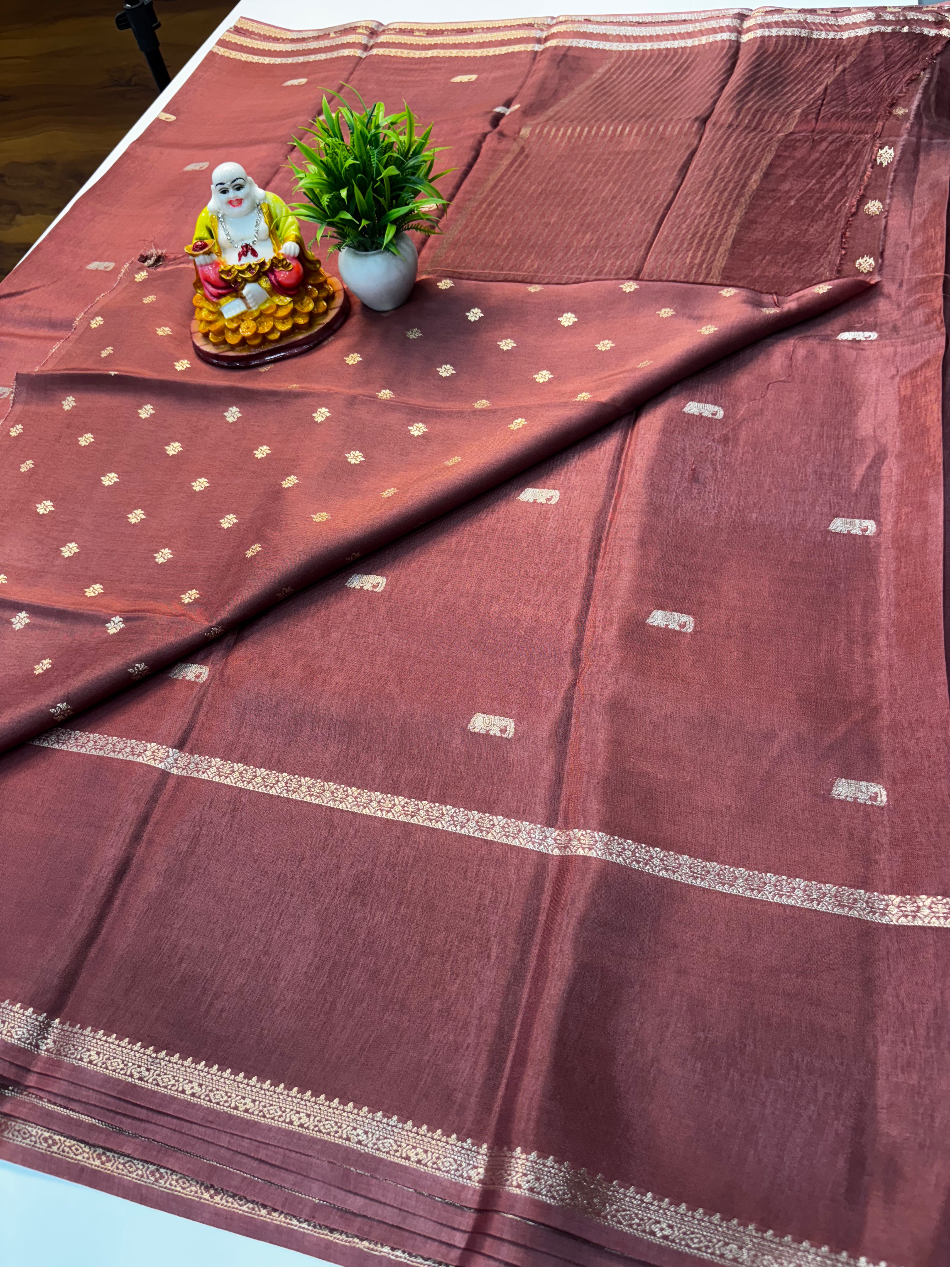 Premium Viscose Saree with Elephant Buttas & Butta Blouse | Padmavathi Silks and Sarees