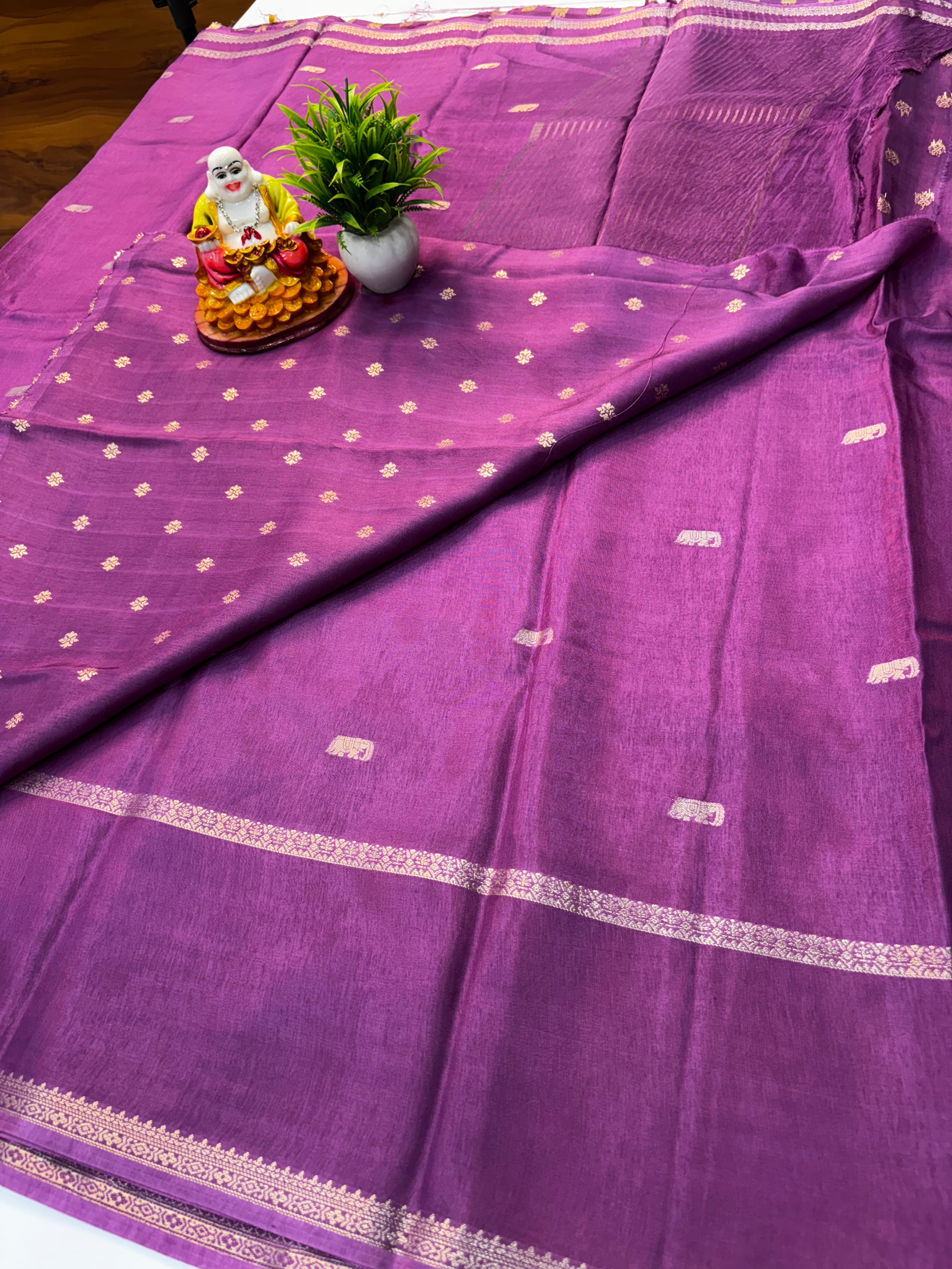 Premium Viscose Saree with Elephant Buttas & Butta Blouse | Padmavathi Silks and Sarees