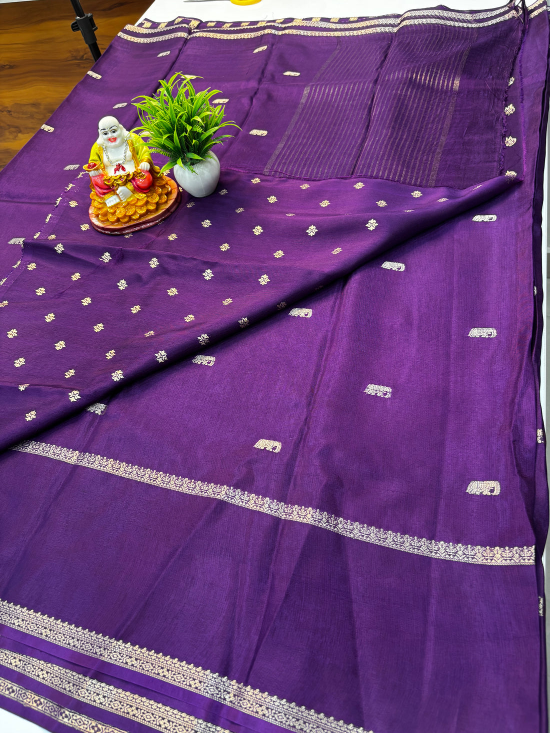 Premium Viscose Saree with Elephant Buttas & Butta Blouse | Padmavathi Silks and Sarees