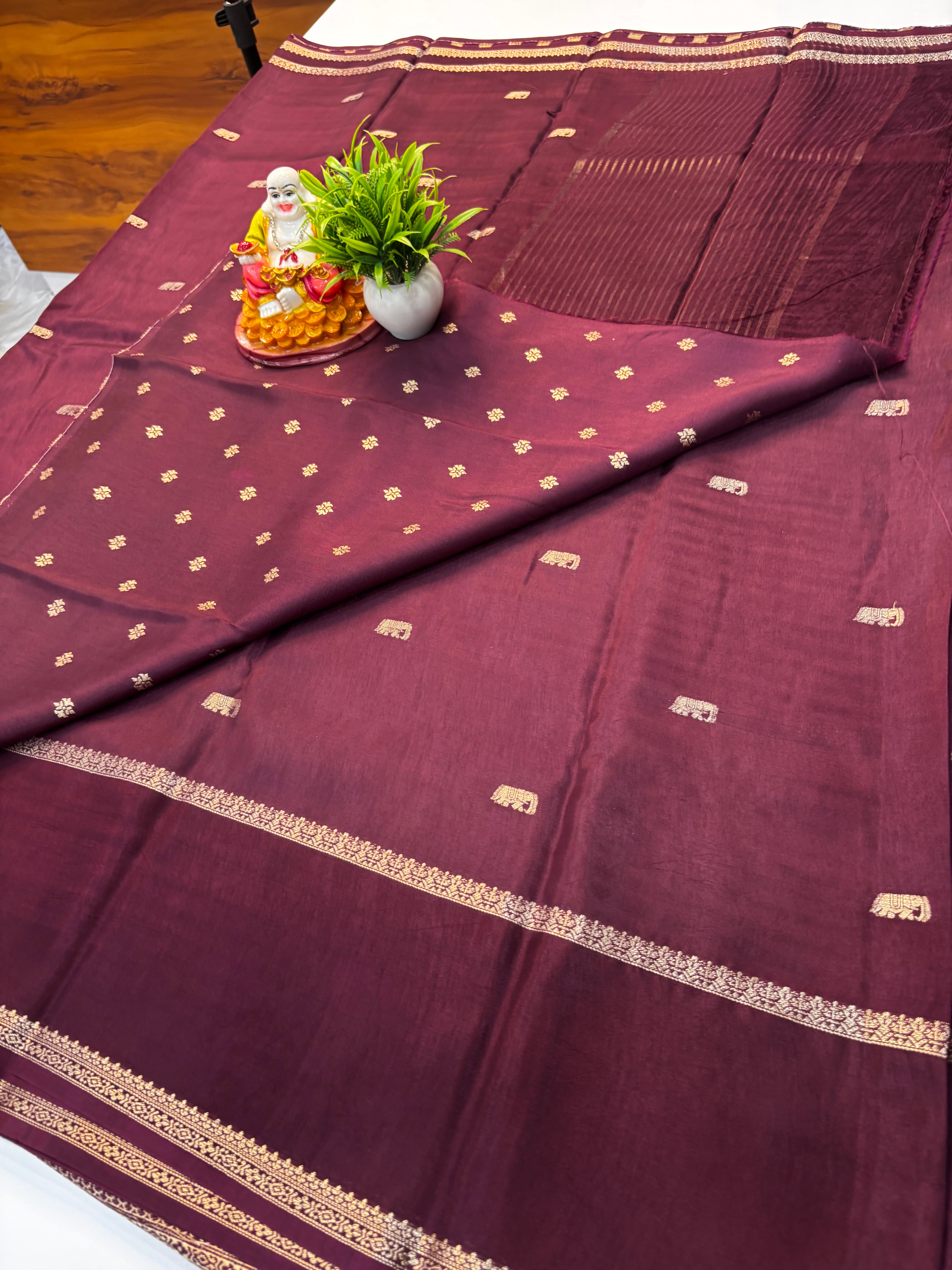 Premium Viscose Saree with Elephant Buttas & Butta Blouse | Padmavathi Silks and Sarees