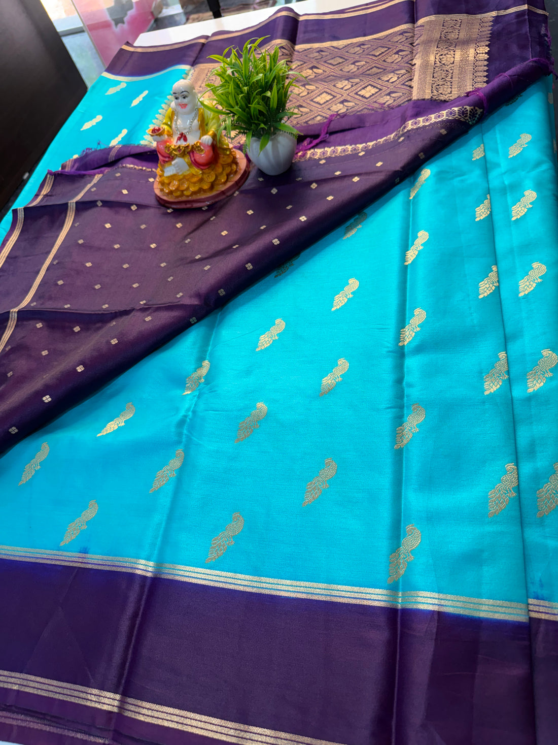 Premium Gajji Silk Saree with Peacock Design & Rich Pallu