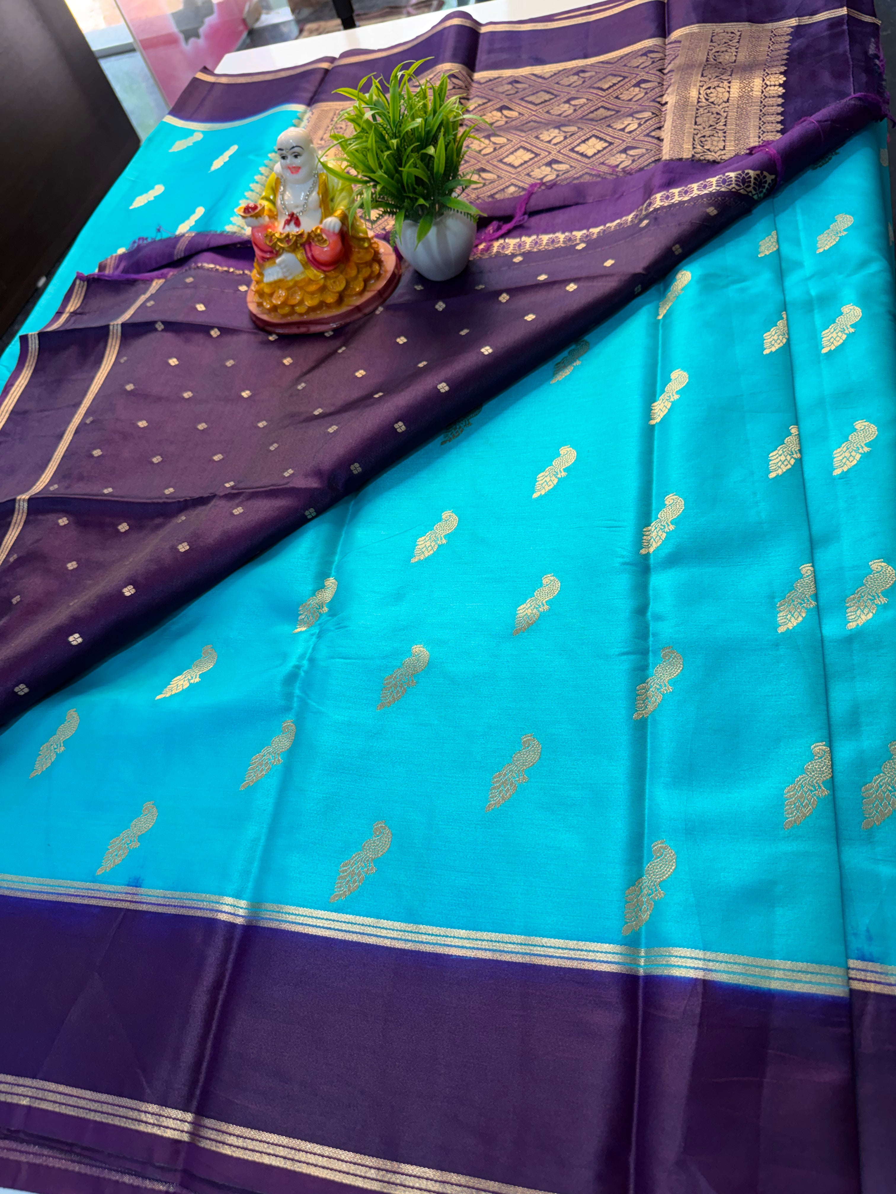Premium Gajji Silk Saree with Peacock Design & Rich Pallu