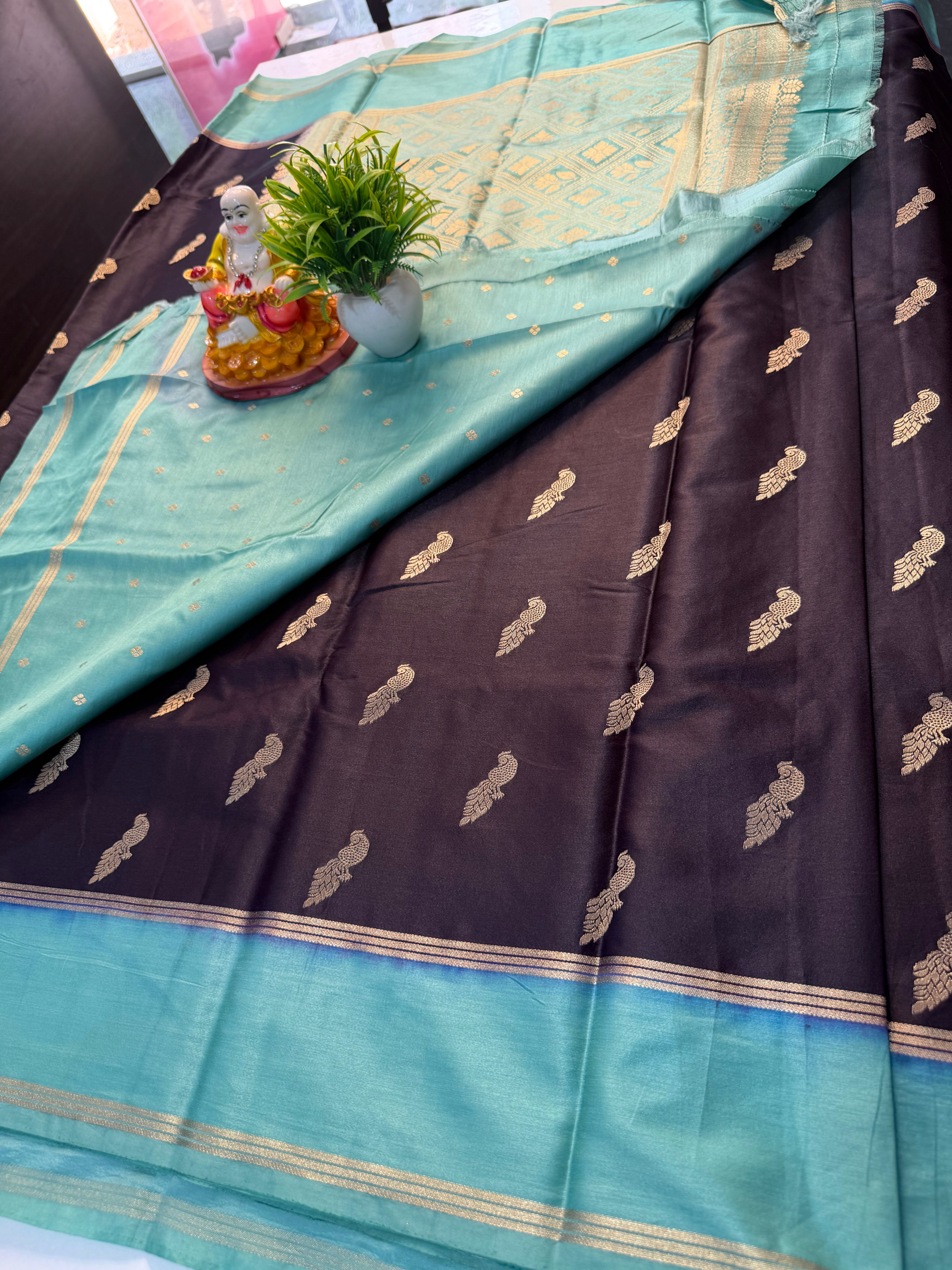 Premium Gajji Silk Saree with Peacock Design & Rich Pallu
