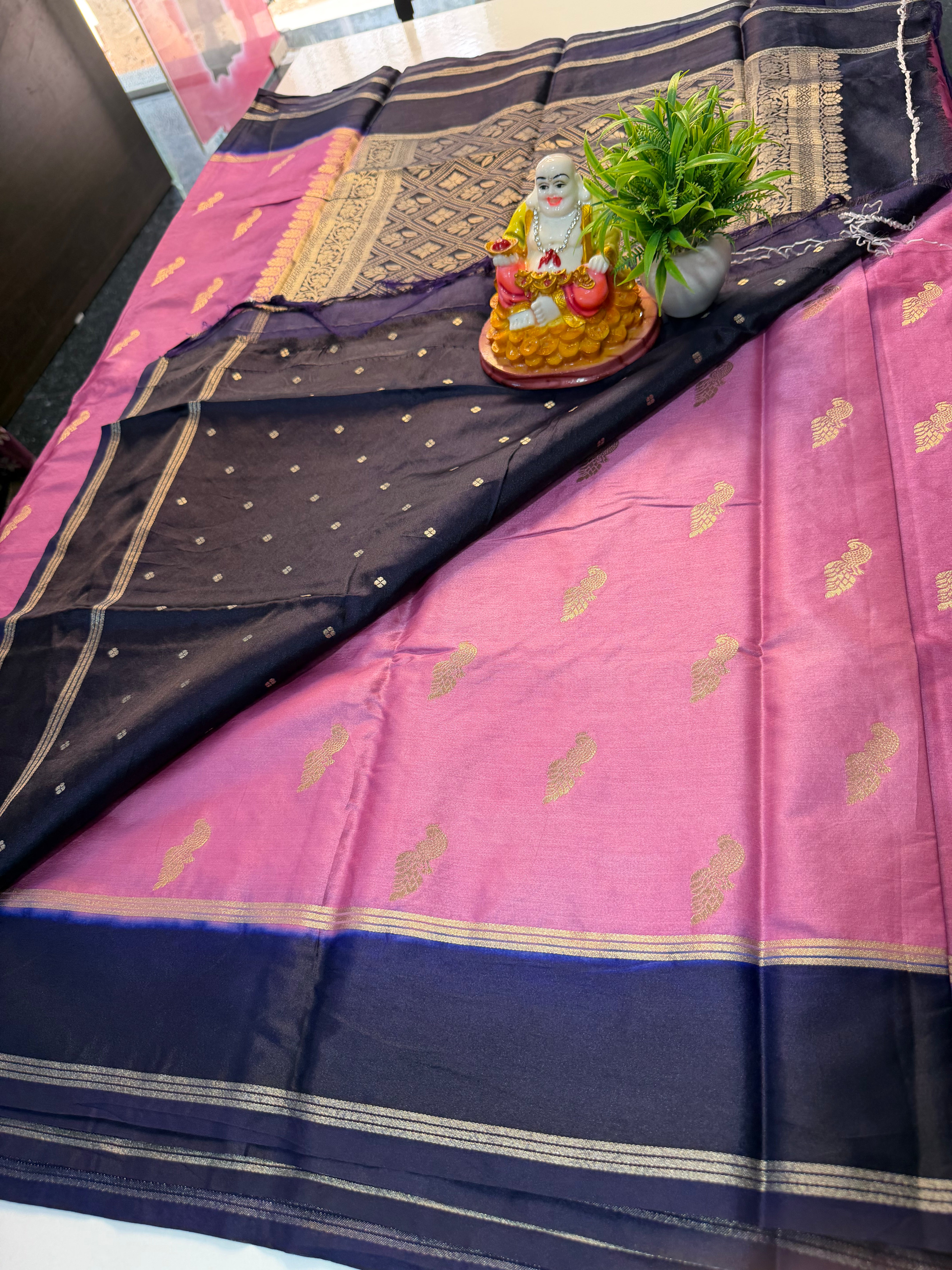 Premium Gajji Silk Saree with Peacock Design & Rich Pallu