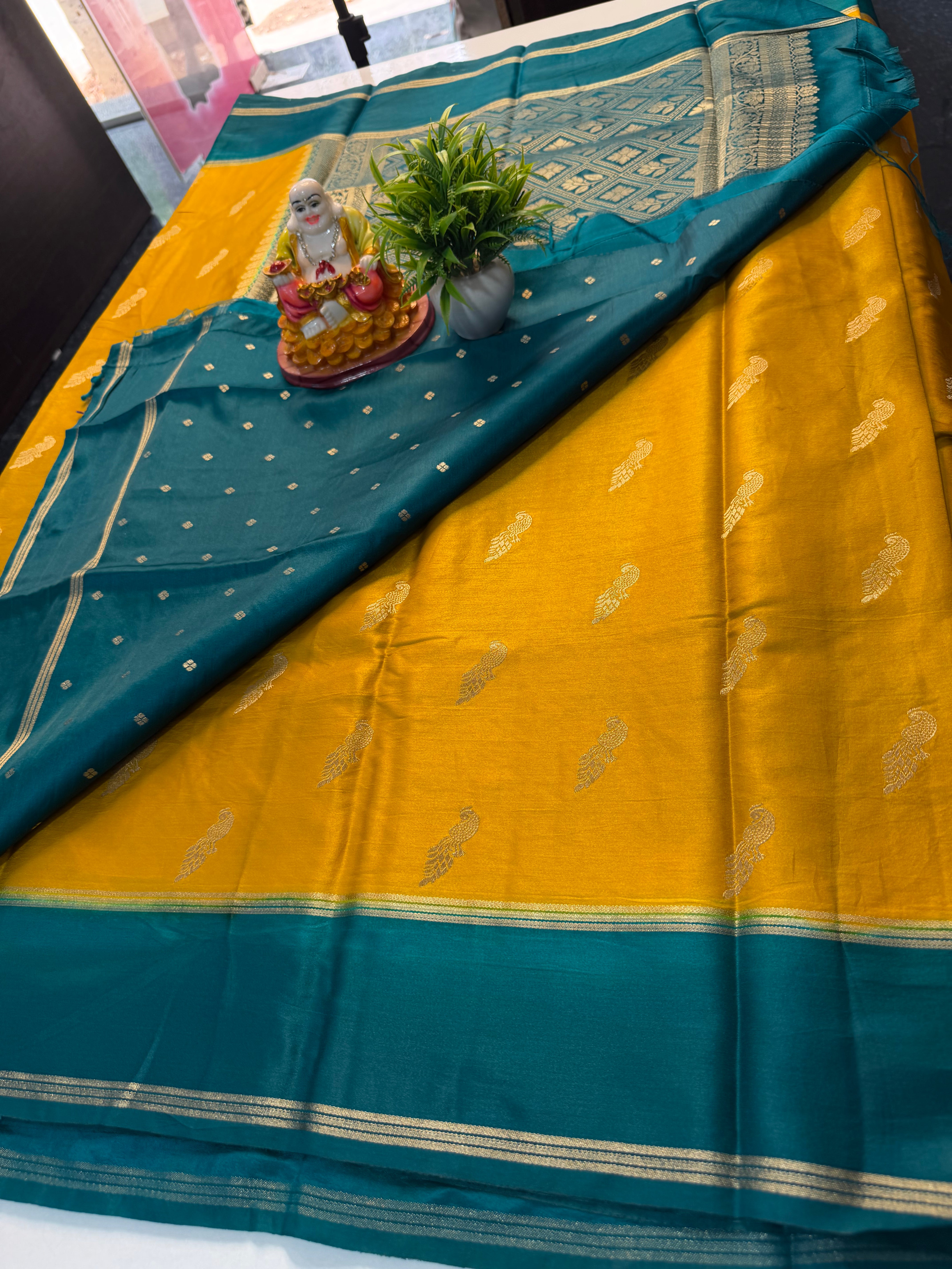 Premium Gajji Silk Saree with Peacock Design & Rich Pallu