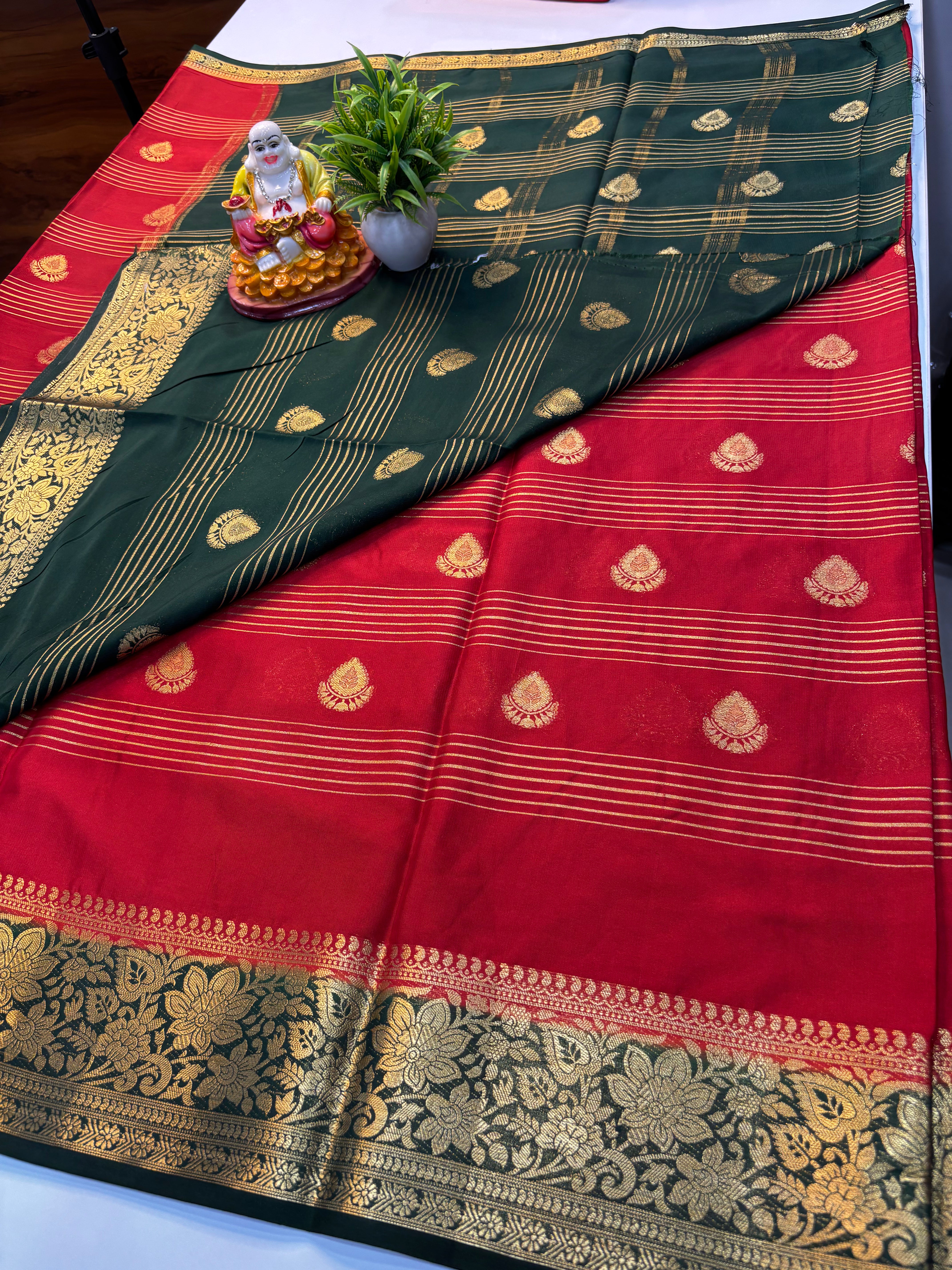Mysore Crepe Silk Saree with Elegant Stripes