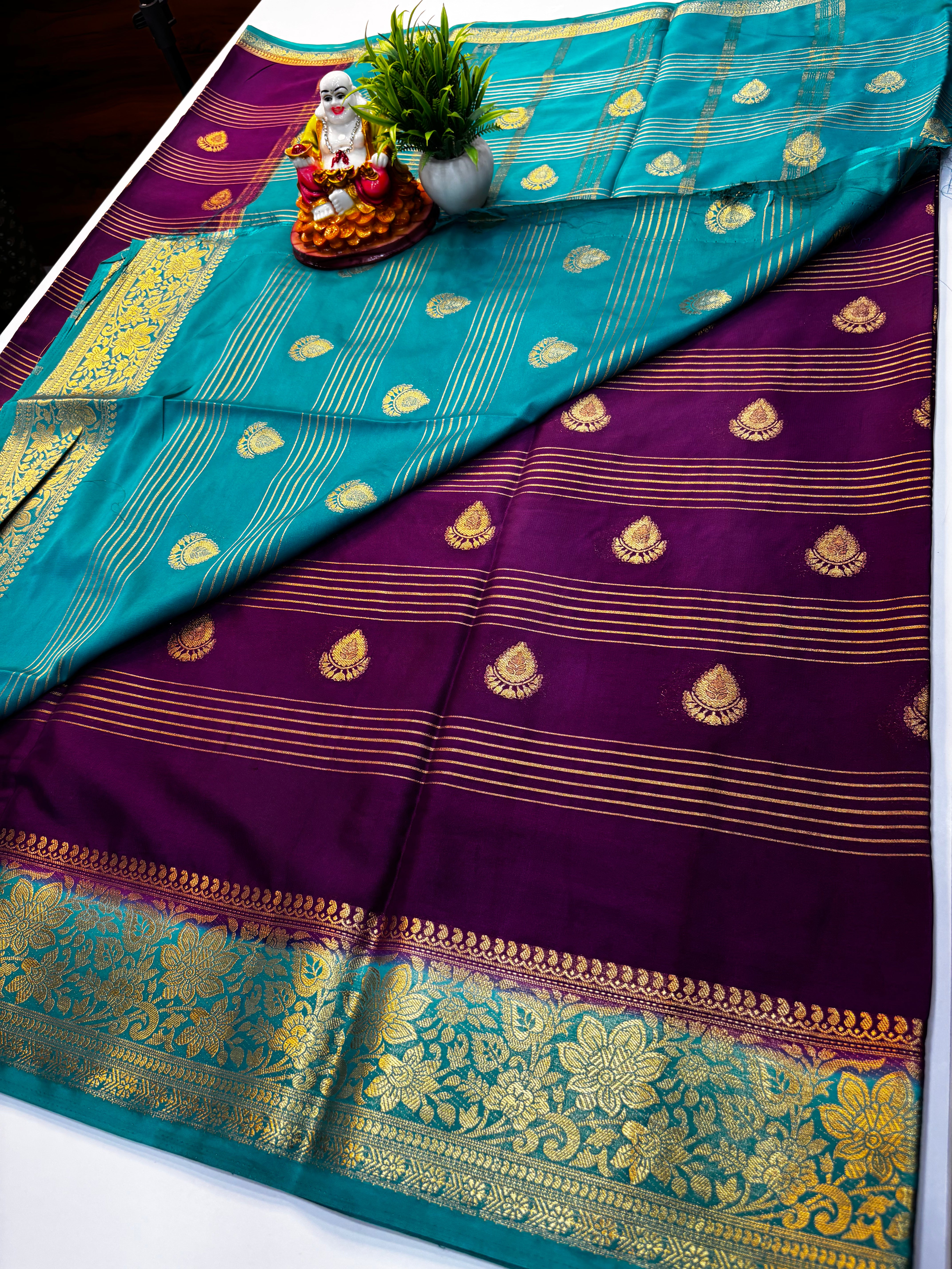 Mysore Crepe Silk Saree with Elegant Stripes
