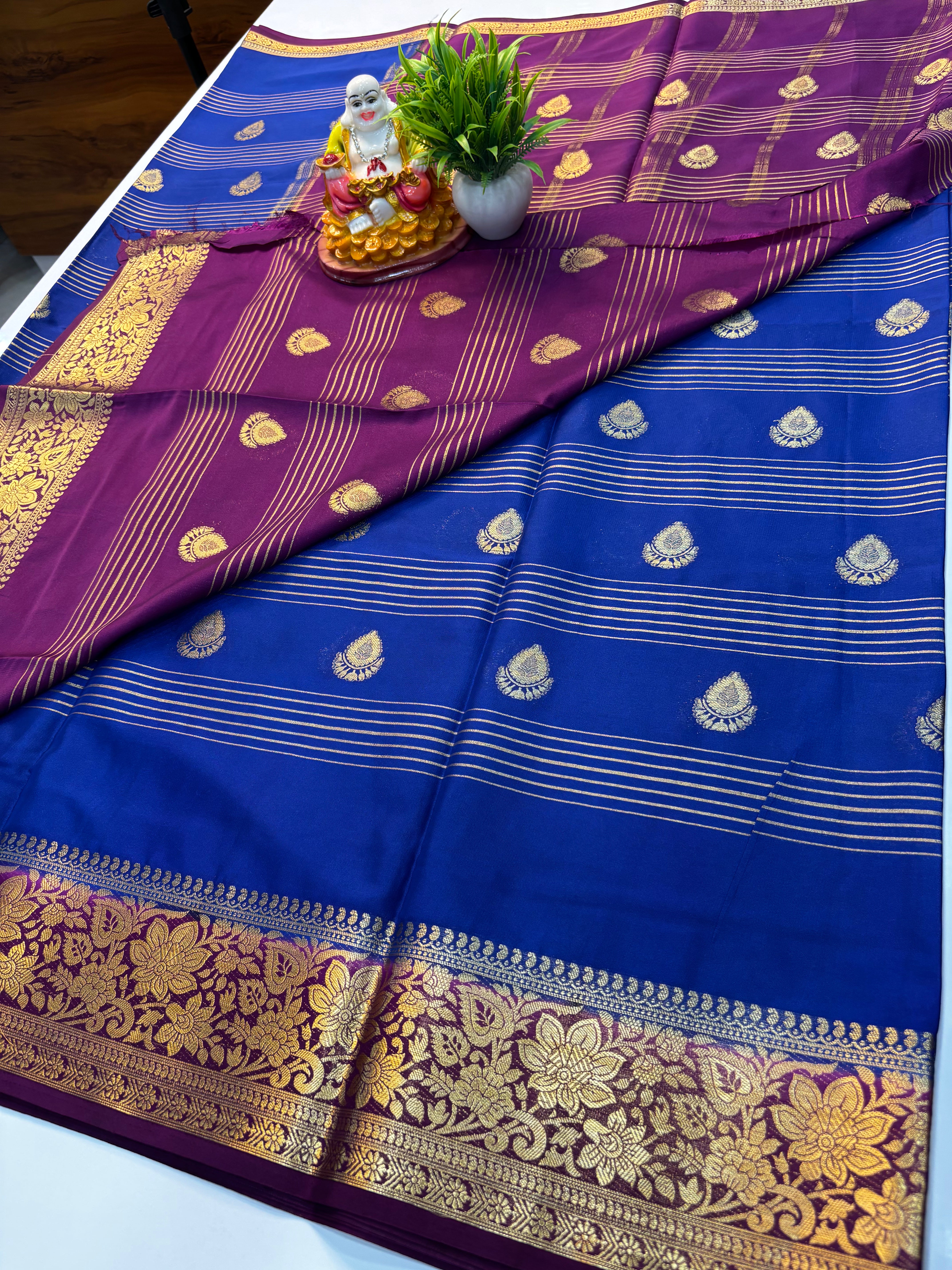 Mysore Crepe Silk Saree with Elegant Stripes