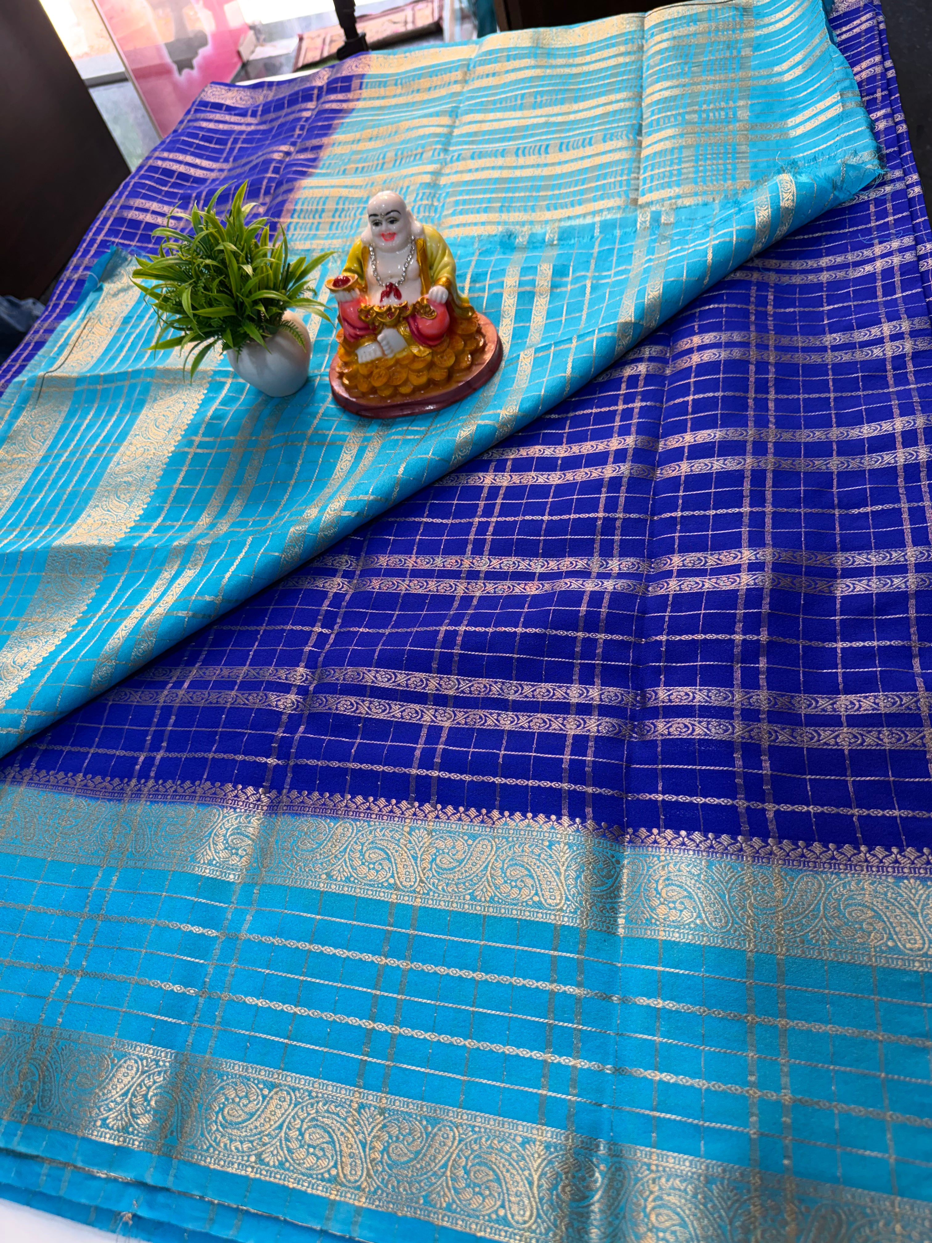 Mysore Crape Silk Saree with Elegant Stripes