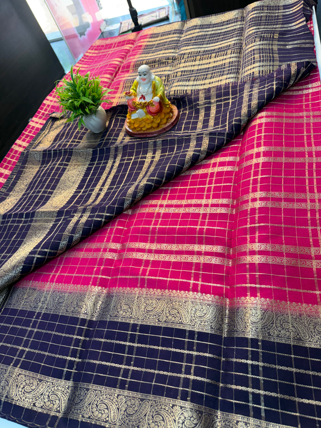 Mysore Crape Silk Saree with Elegant Stripes