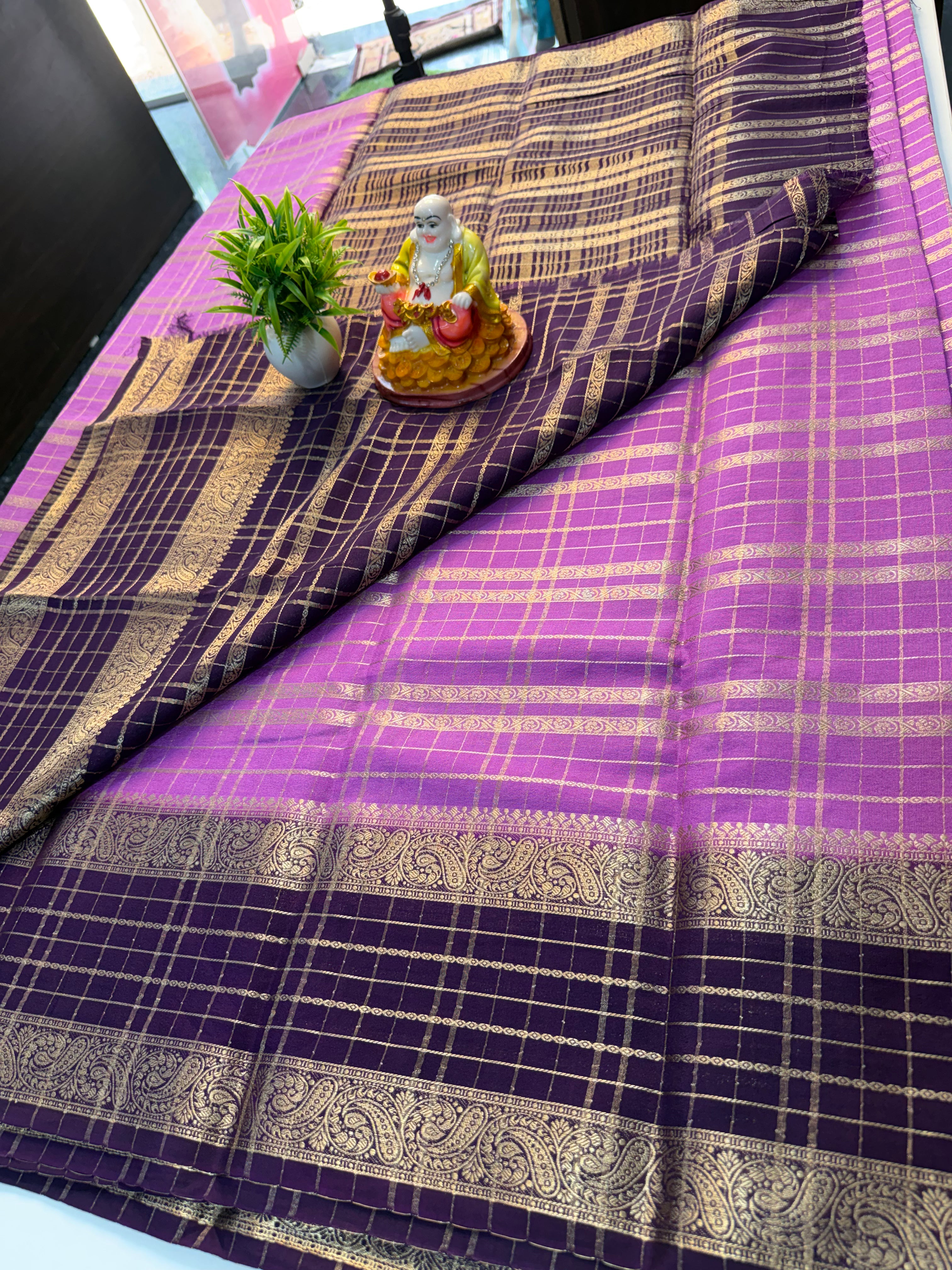 Mysore Crape Silk Saree with Elegant Stripes