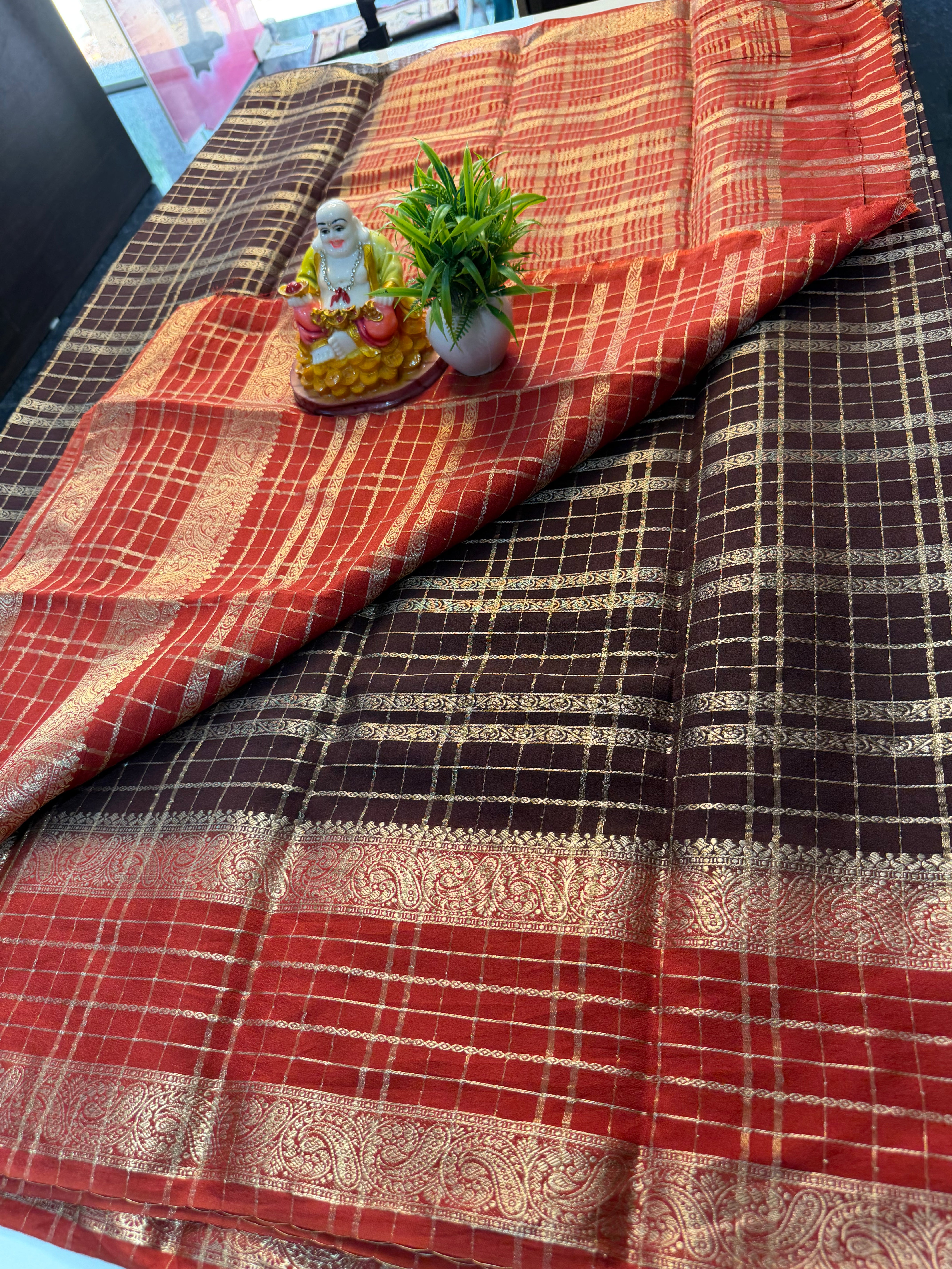 Mysore Crape Silk Saree with Elegant Stripes
