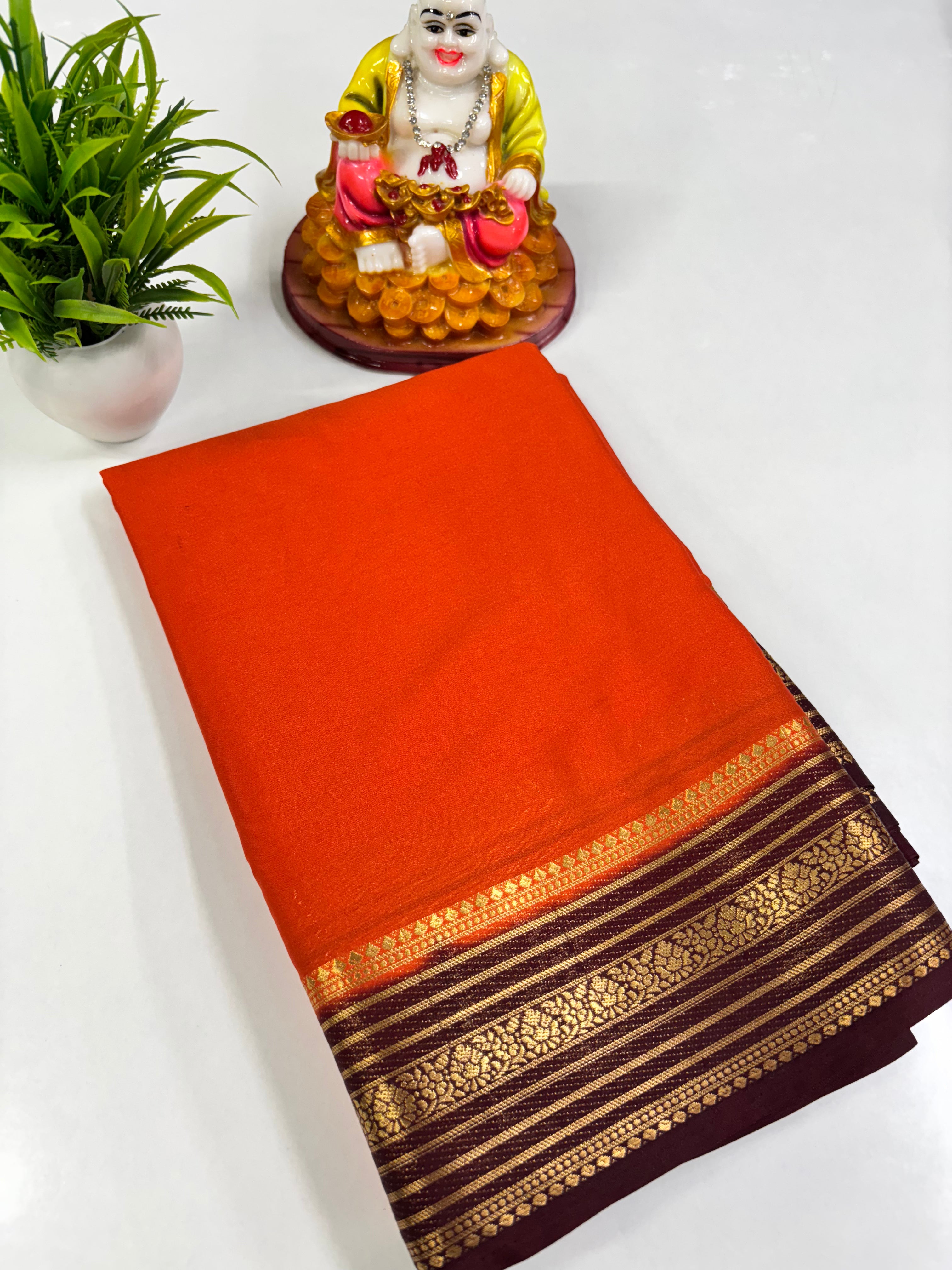 Elegant Semi Crepe Saree with Contrast Colours – Padmavathi Silks and Sarees