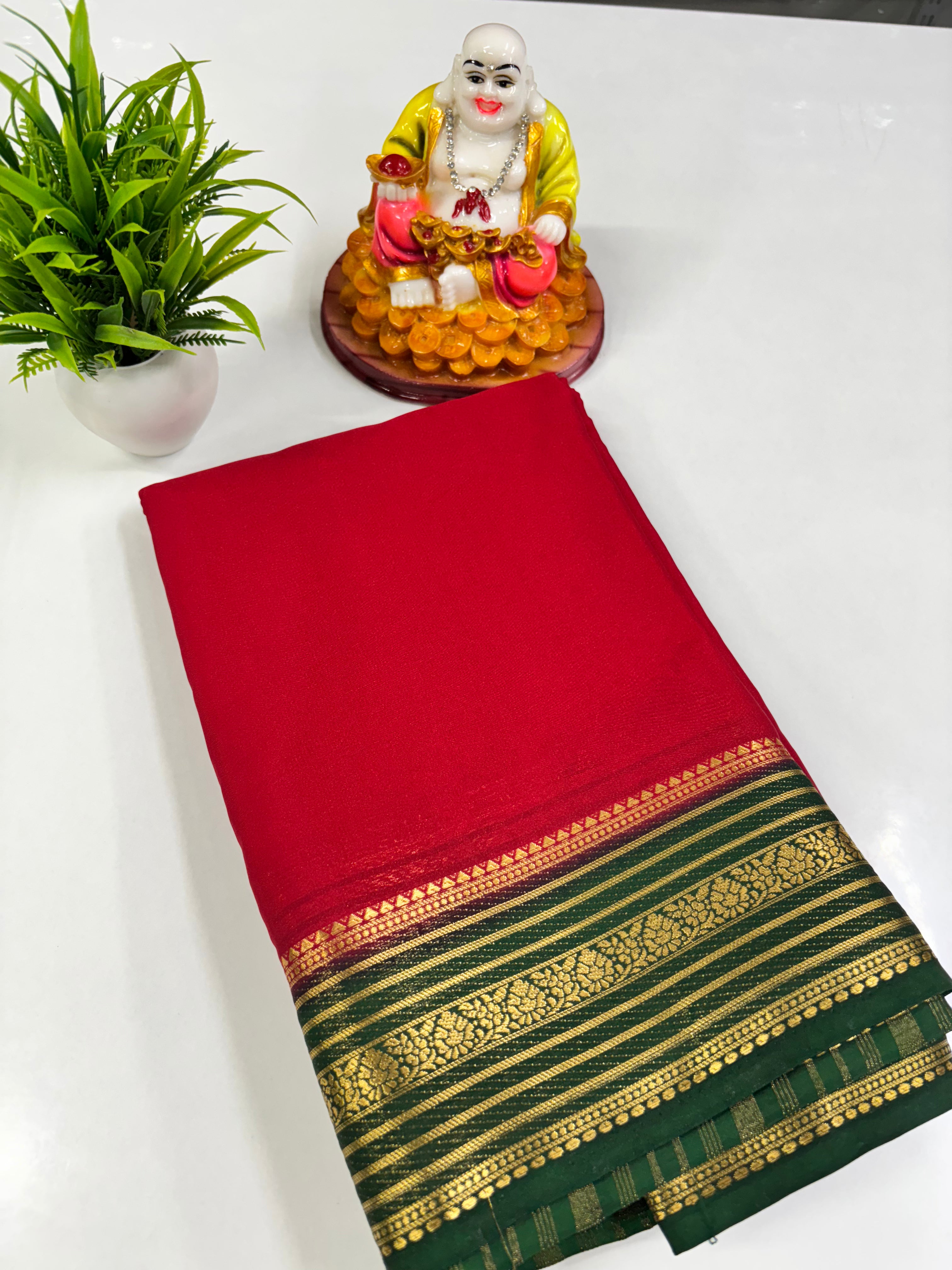 Elegant Semi Crepe Saree with Contrast Colours – Padmavathi Silks and Sarees