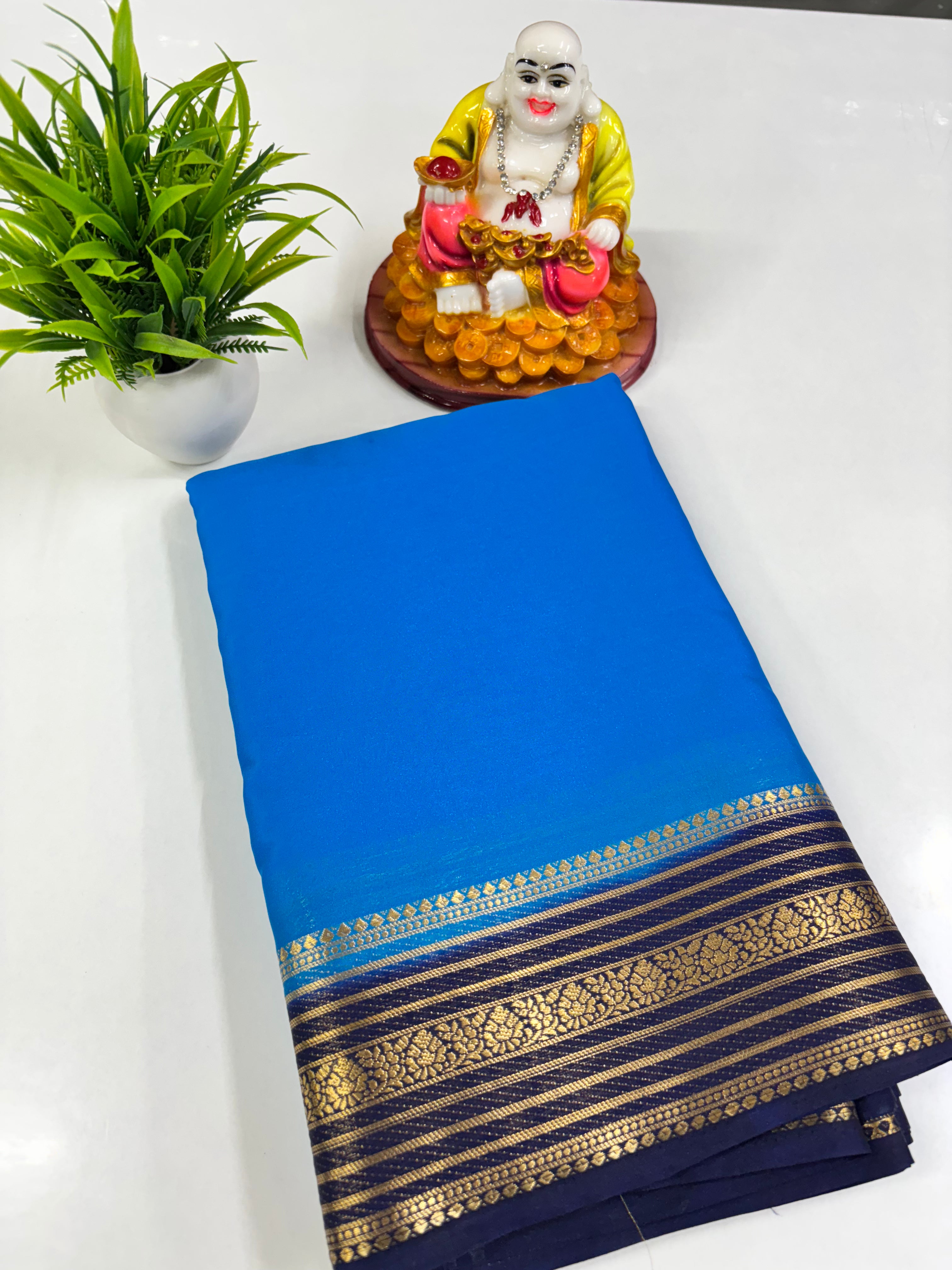 Elegant Semi Crepe Saree with Contrast Colours – Padmavathi Silks and Sarees