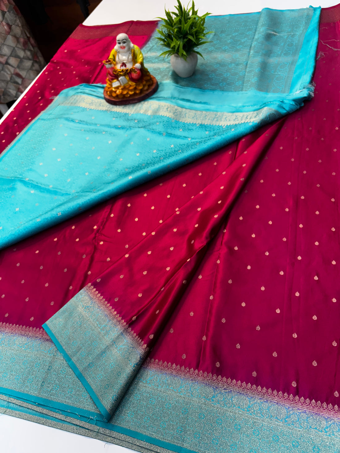 Premium Satin Saree with Buttas & Rich Pallu | Butta Blouse – Padmavathi Silks and Sarees