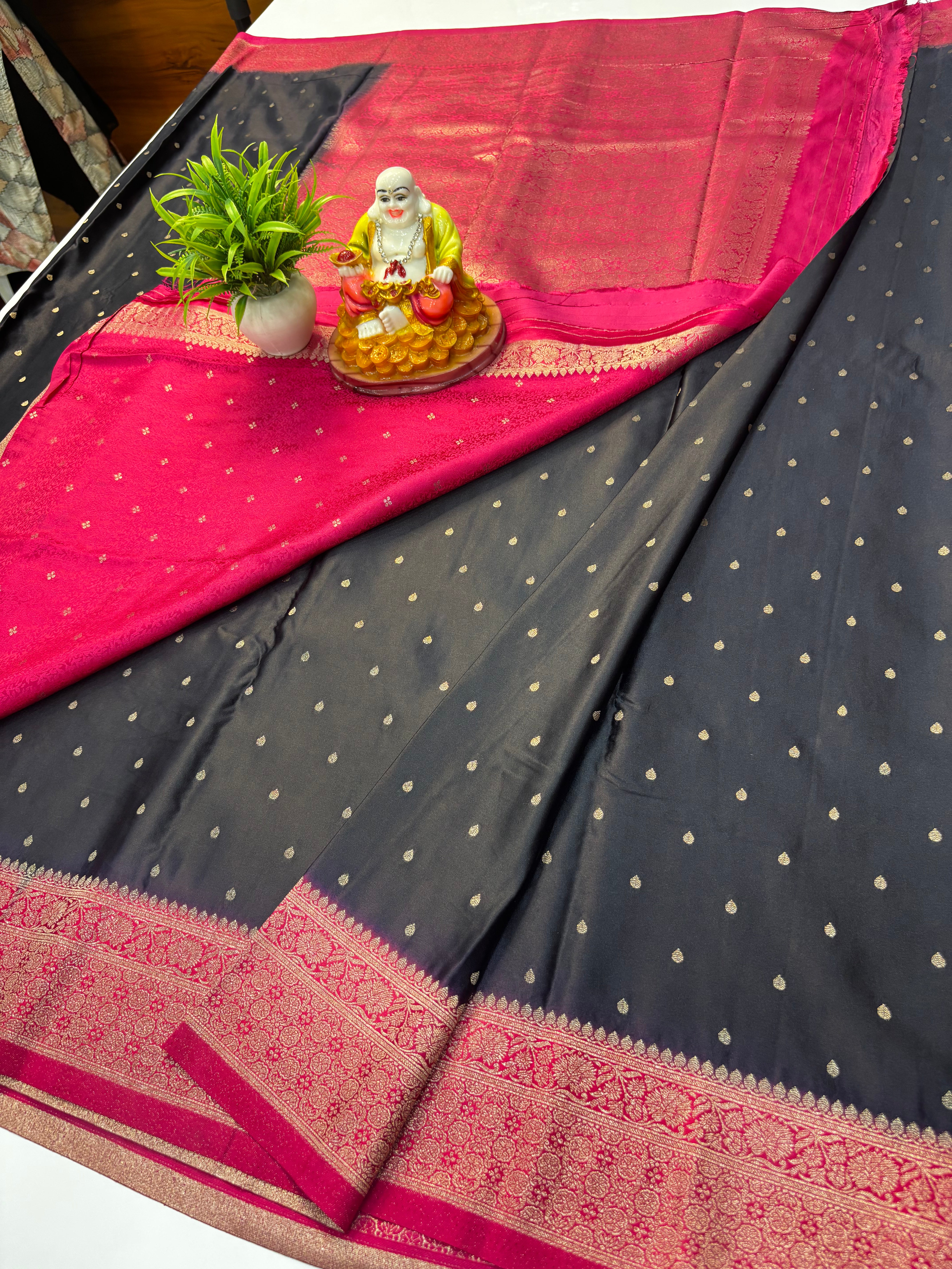 Premium Satin Saree with Buttas & Rich Pallu | Butta Blouse – Padmavathi Silks and Sarees