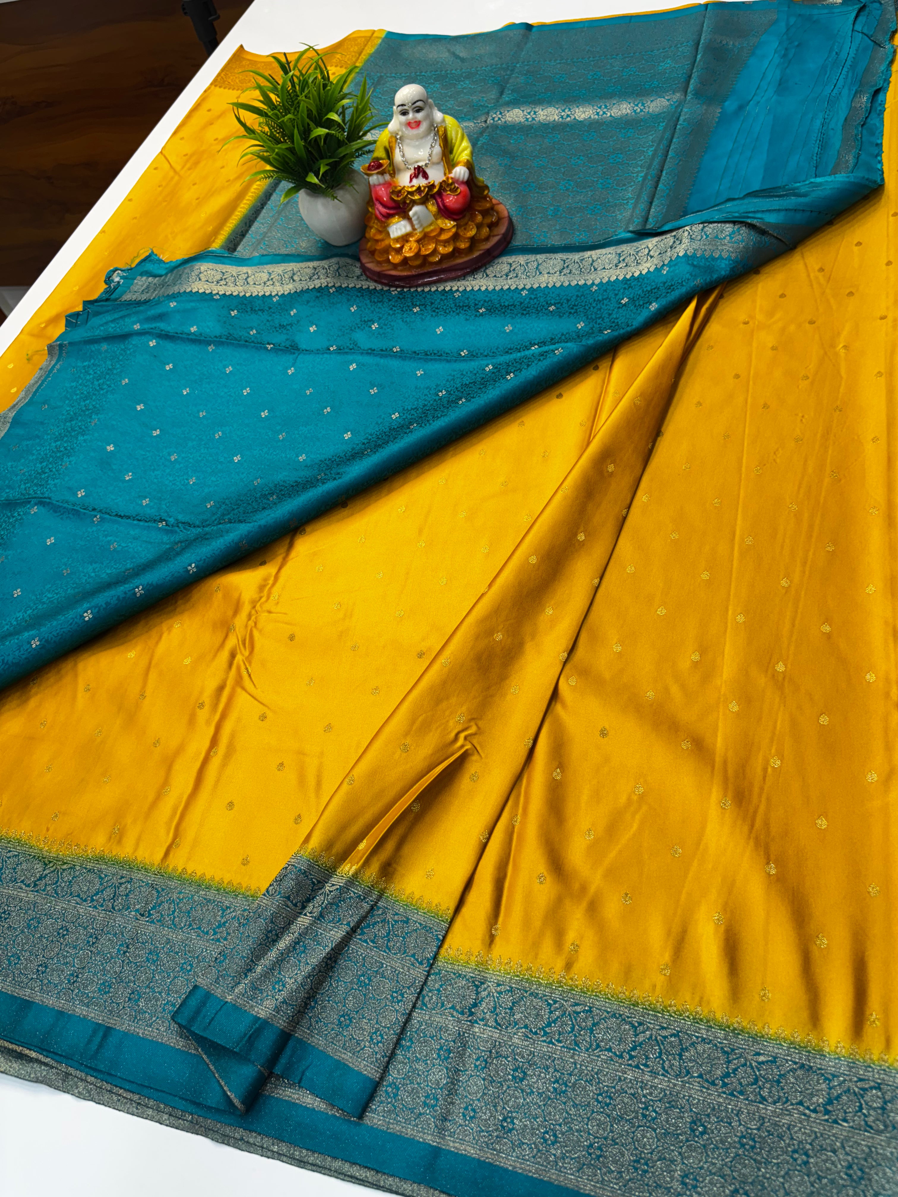 Premium Satin Saree with Buttas & Rich Pallu | Butta Blouse – Padmavathi Silks and Sarees
